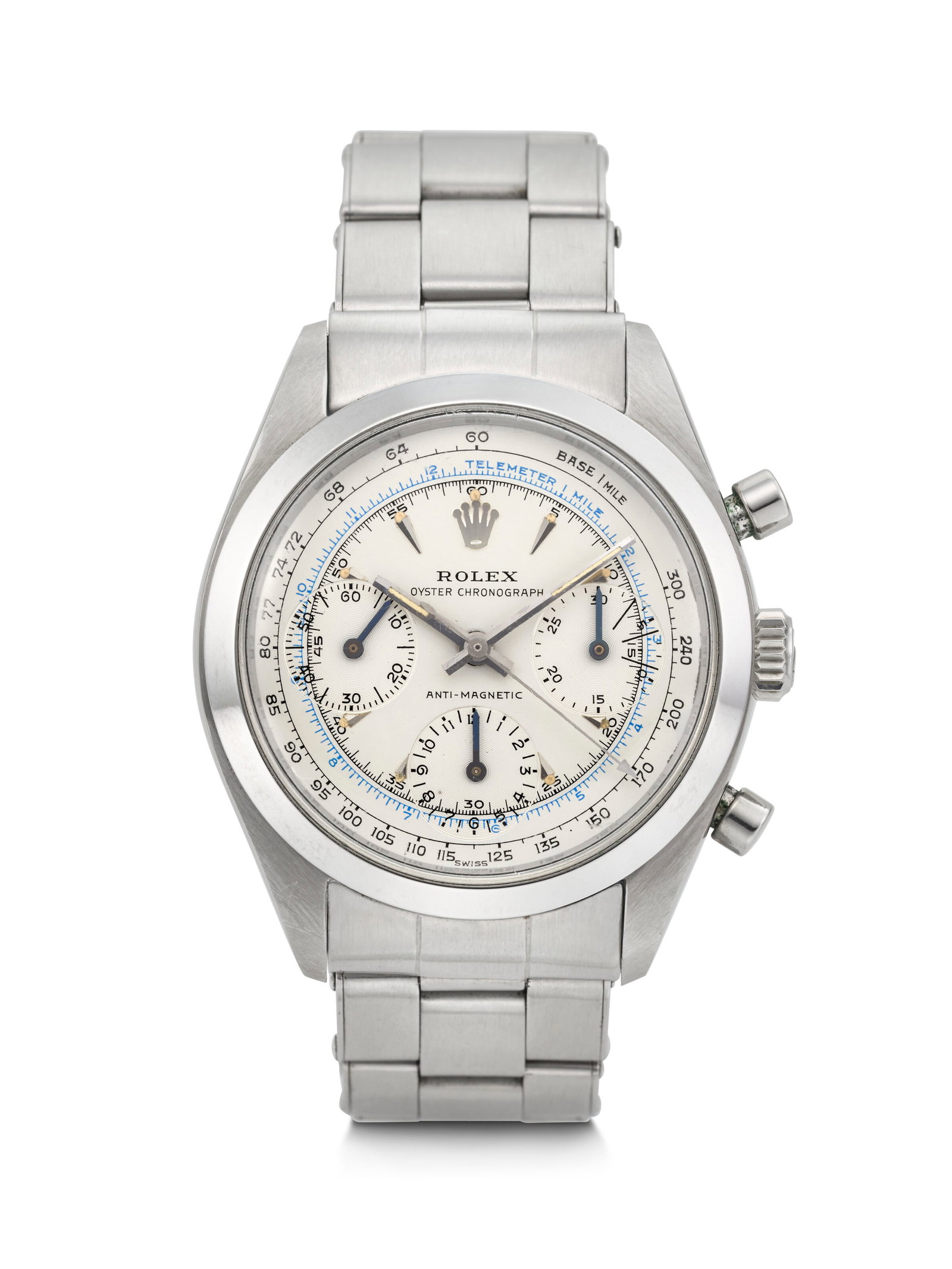 ROLEX. A HIGHLY WELL-PRESERVED AND ATTRACTIVE STAINLESS STEEL CHRONOGRAPH WRISTWATCH WITH (1 of 4)