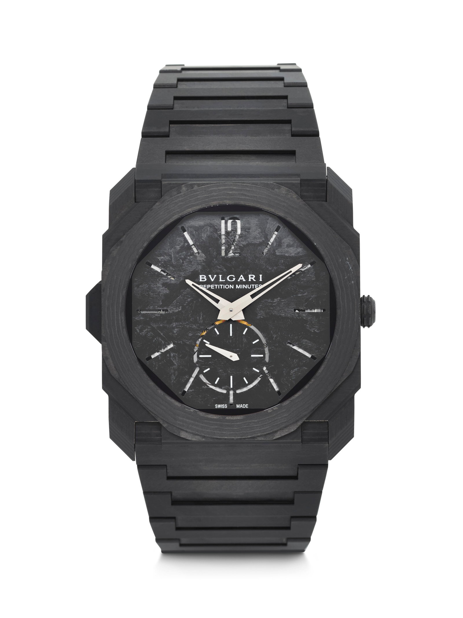 BULGARI. A SPORTY, LIGHTWEIGHT AND ULTRA-THIN LIMITED EDITION CARBON CTP MINUTE REPEATING WRISTWATCH (1 of 4)