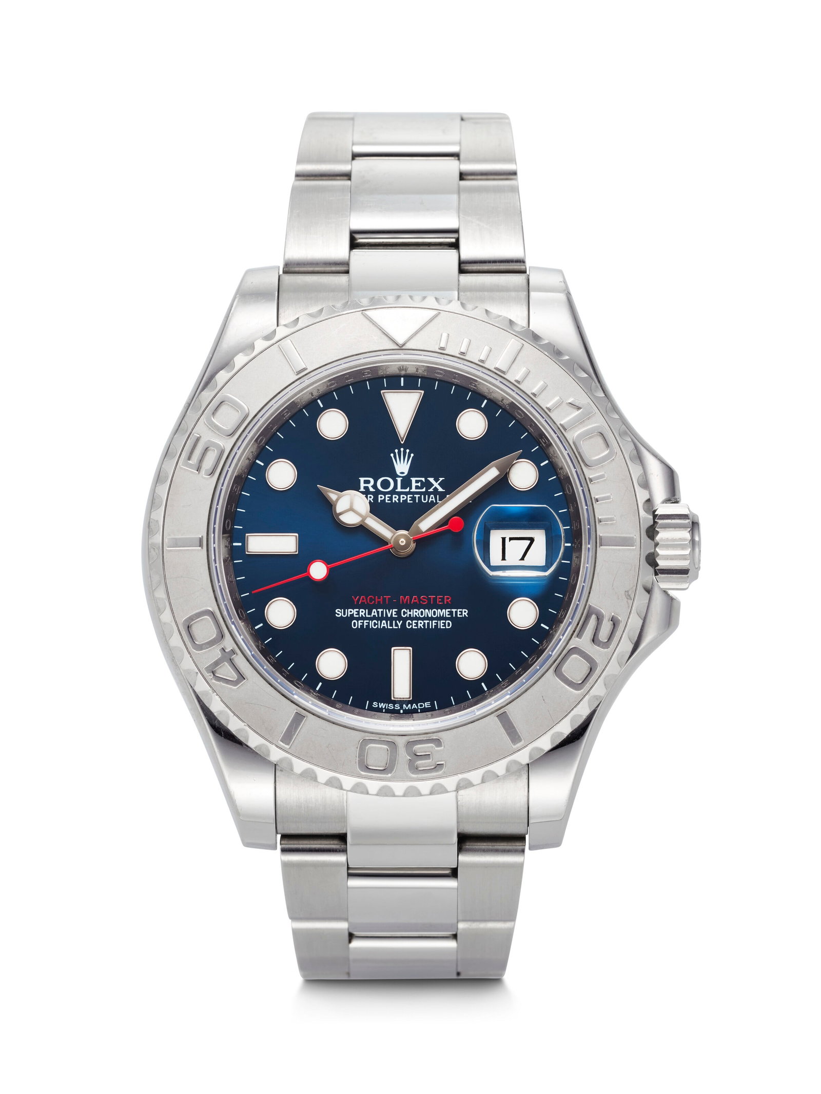 ROLEX. A SPORTY AND ATTRACTIVE PLATINUM AND STAINLESS STEEL AUTOMATIC WRISTWATCH WITH SWEEP CENTER (1 of 4)
