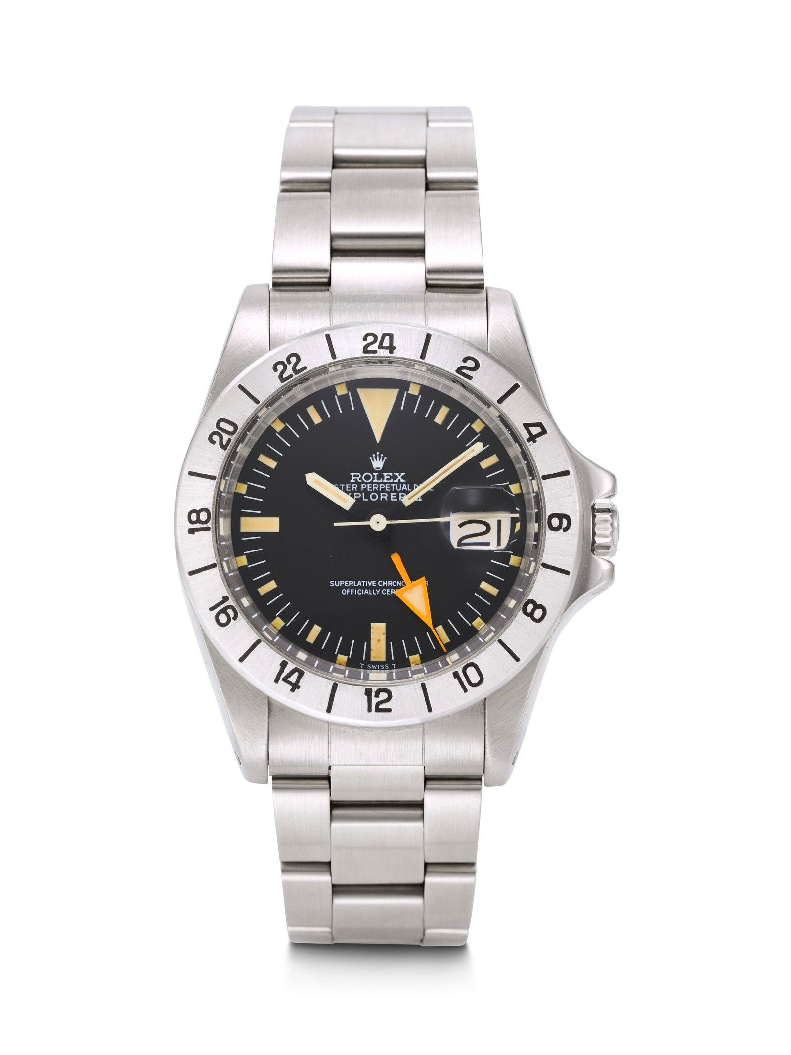 ROLEX. A VERY EARLY AND RARE STAINLESS STEEL AUTOMATIC WRISTWATCH WITH STRAIGHT SECONDS HAND, DATE, (1 of 4)