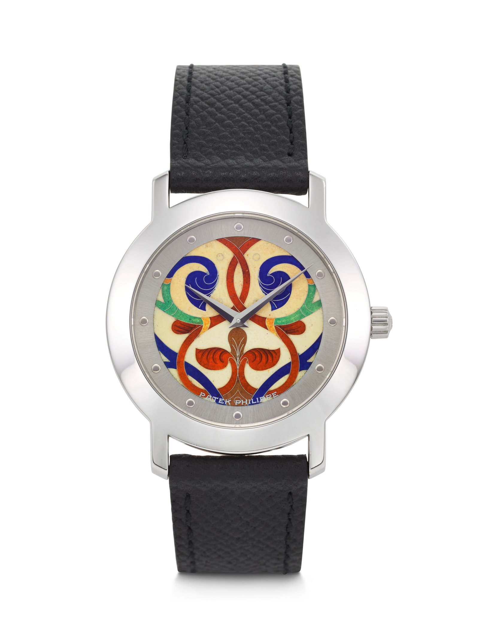 PATEK PHILIPPE. A VERY RARE AND VIBRANT LIMITED EDITION 18K WHITE GOLD AUTOMATIC WRISTWATCH WITH (1 of 4)