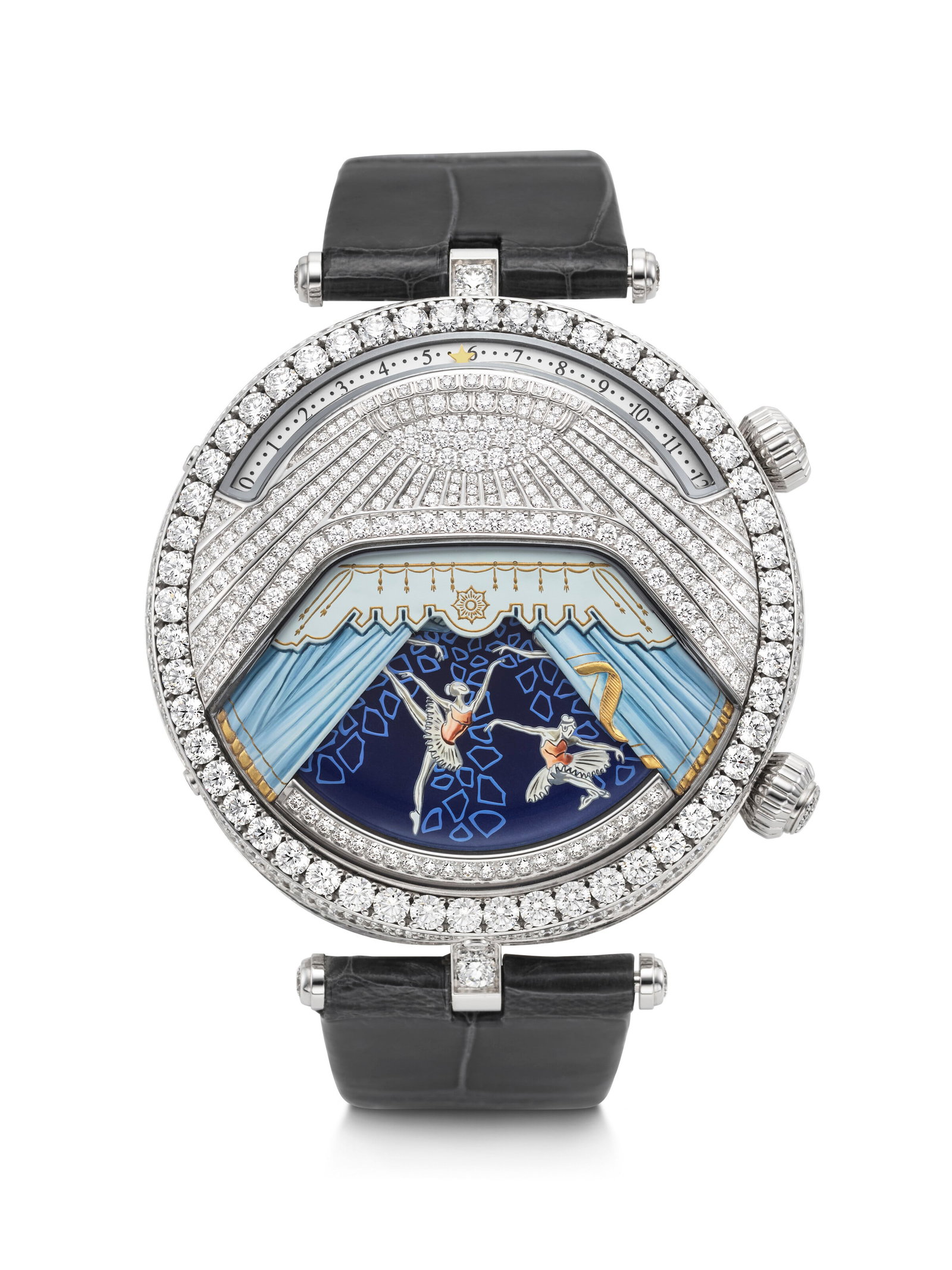 VAN CLEEF & ARPELS. A HIGHLY IMPRESSIVE AND RARE 18K WHITE GOLD AND DIAMOND-SET WRISTWATCH WITH (1 of 4)