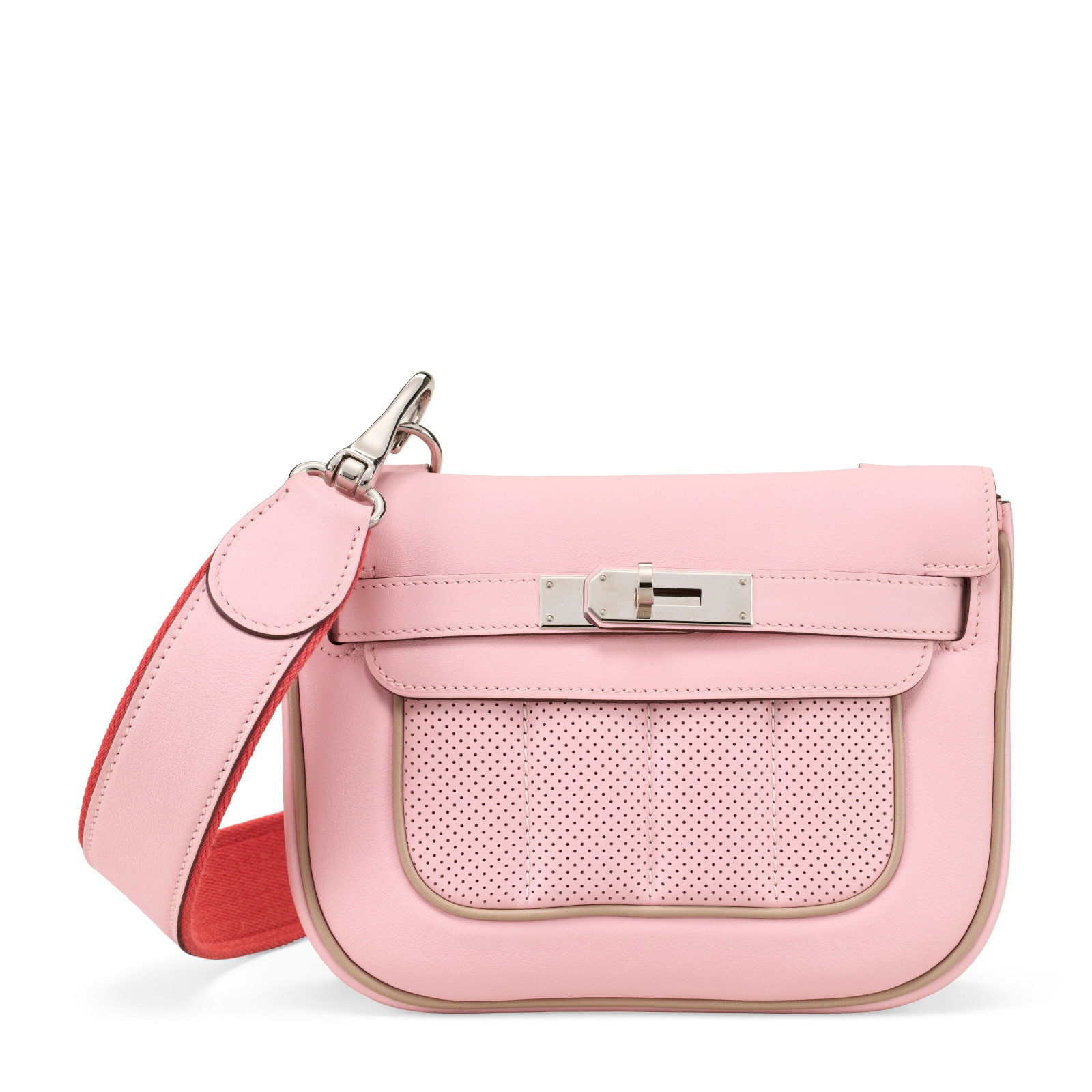 A ROSE SAKURA & ARGILE SWIFT LEATHER MINI BERLINE 21 WITH PALLADIUM HARDWARE HERMÈS, 2015 (1 of 1)