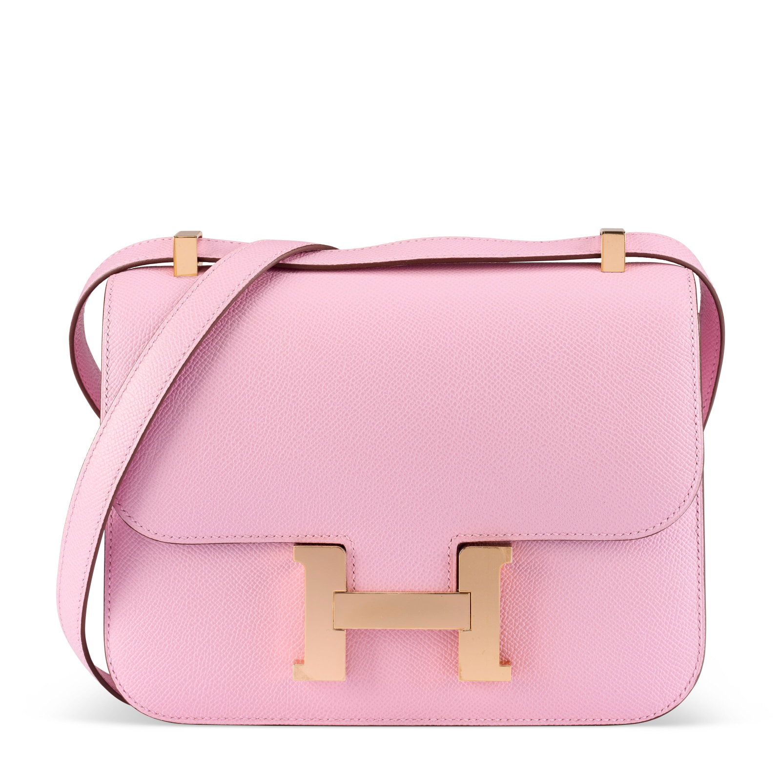 A MAUVE SYLVESTRE EPSOM LEATHER CONSTANCE I-25 MIRROR WITH ROSE GOLD HARDWARE HERMÈS, 2022: Details GRADE: 1.5 24 w x 16 h x 7 d cm Includes dust bag, felt protector, care card, and box.
