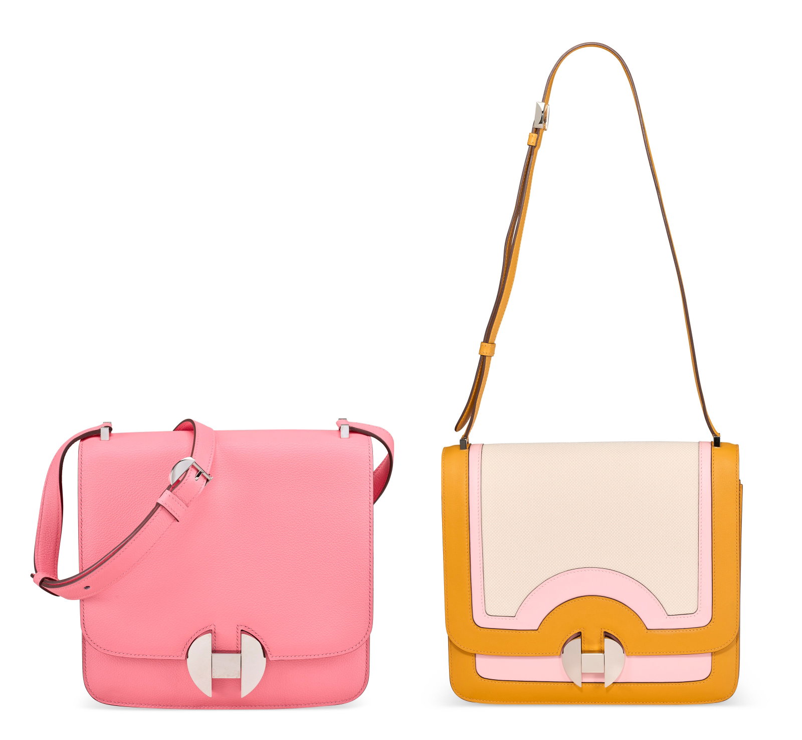A SET OF TWO: A MOUTARDE & ROSE SAKURA SWIFT LEATHER AND TOILE CANVAS 2002 26 WITH PALLADIUM (1 of 4)