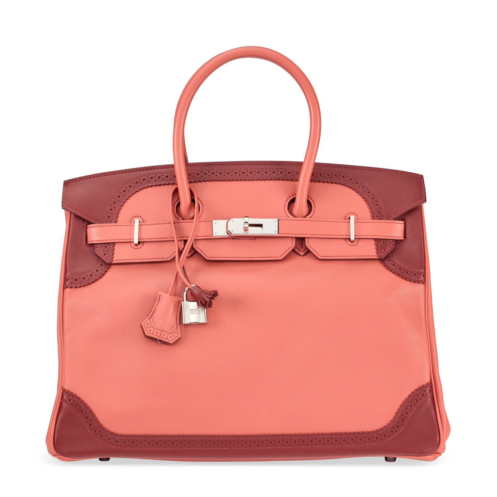 A LIMITED EDITION ROSY & ROUGE H SWIFT LEATHER GHILLIES BIRKIN 35 WITH PALLADIUM HARDWARE HERMÈ (1 of 4)