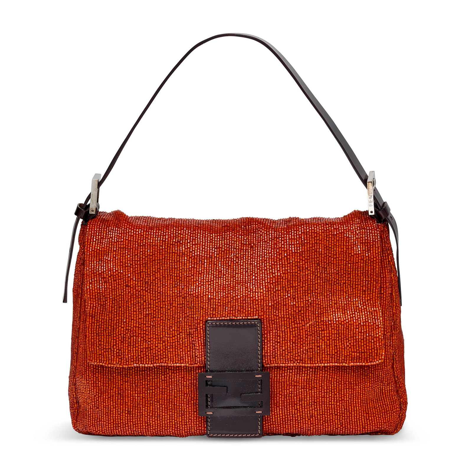 AN ORANGE BEAD EMBROIDERED MAMA BAGUETTE WITH SILVER HARDWARE FENDI, CIRCA 2000S (1 of 4)