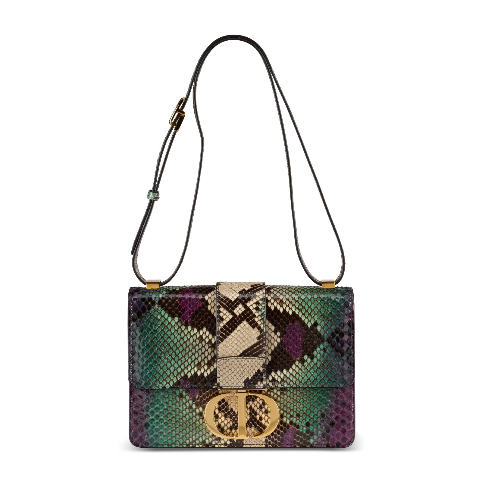 A PURPLE, GREEN & MULTICOLOR PYTHON 30 MONTAIGNE BAG WITH GOLD HARDWARE DIOR, 2020: Details GRADE: 1.5 24 w x 17 h x 6.75 d cm Includes care card and Christie's dust bag. FURTHER DETAILS Python reticulatus, Annexe CITES II-B This lot must either be shipped to its final destination wi