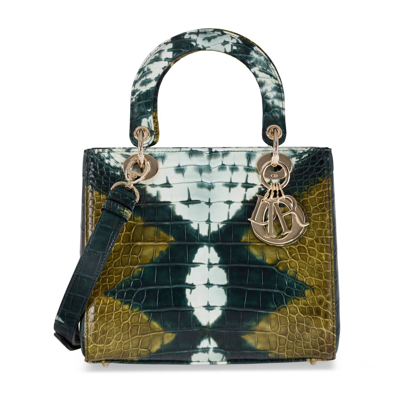 A SHINY GREEN & BLUE TIE DYE ALLIGATOR MEDIUM LADY DIOR WITH LIGHT GOLD HARDWARE DIOR, 2020 (1 of 4)