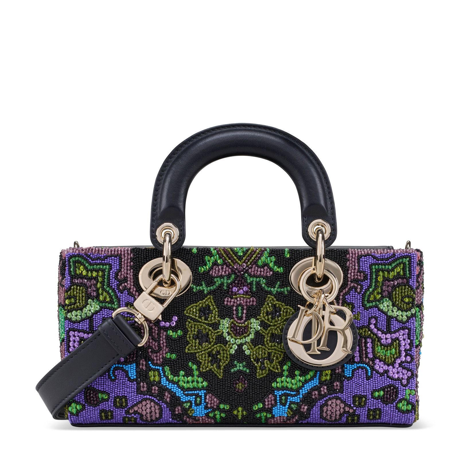 A PURPLE AND GREEN BEADED MINI LADY D-JOY WITH LIGHT GOLD HARDWARE DIOR, 2023 (1 of 1)
