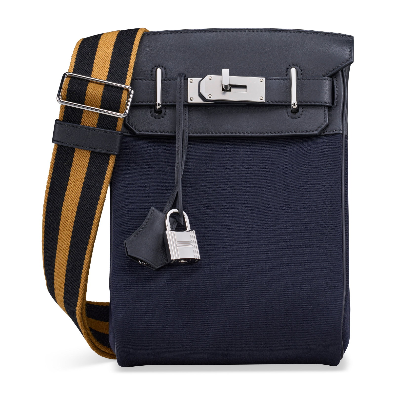 A NOIR SWIFT LEATHER & BLEU MINUIT WOOLYCOT CANVAS HAC A DOS PM WITH PALLADIUM HARDWARE HERMÈS, (1 of 1)