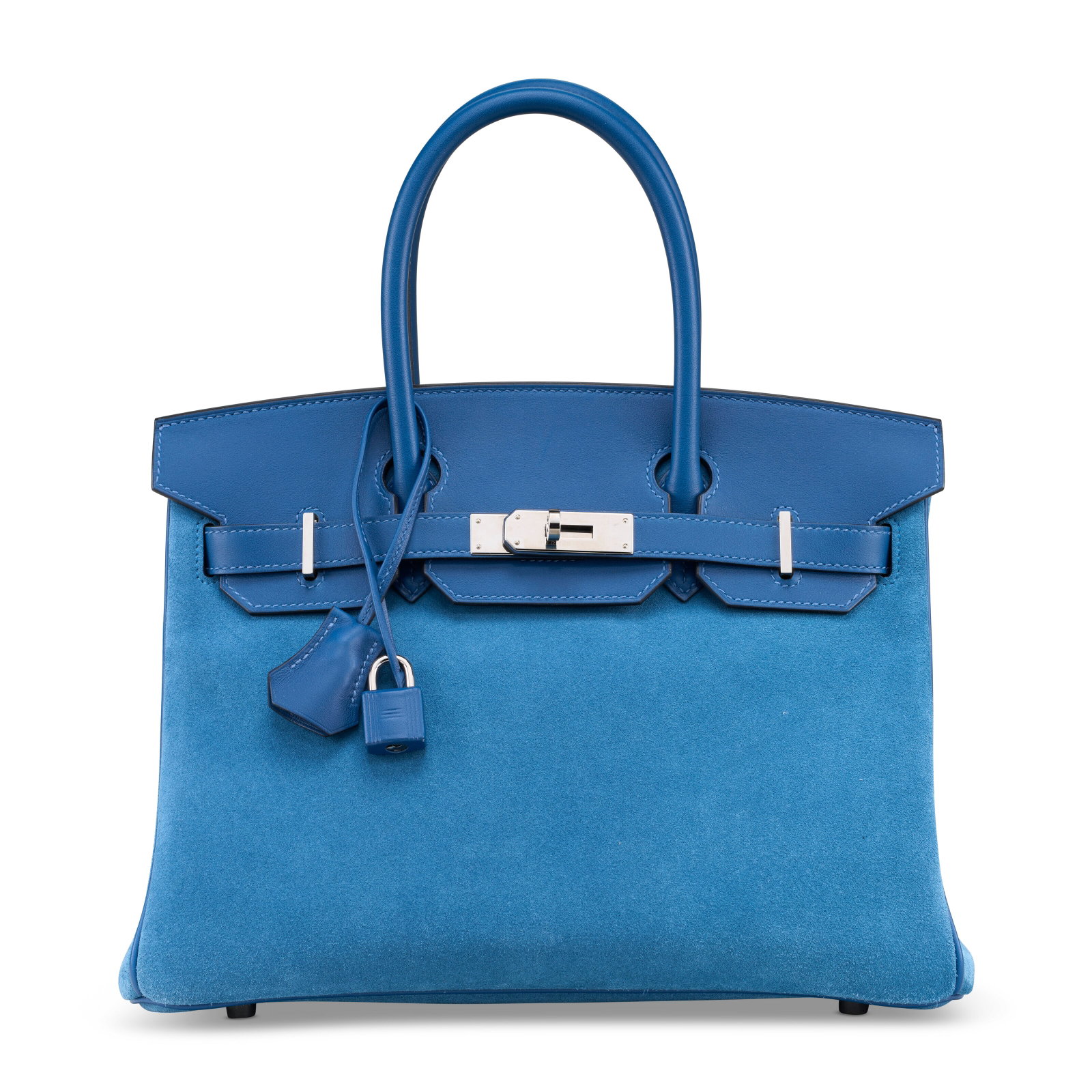 A LIMITED EDITION BLEU THALASSA GRIZZLY SUEDE & SWIFT LEATHER GRIZZLY BIRKIN 30 WITH PALLADIUM (1 of 4)