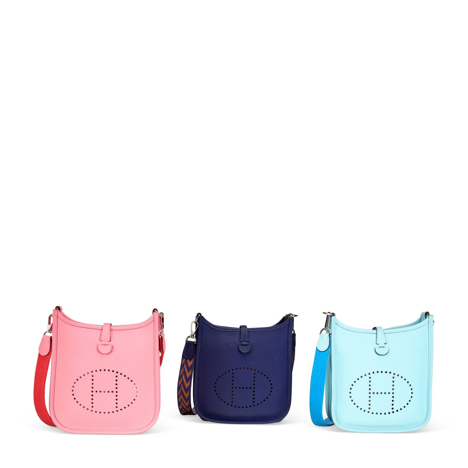 A SET OF THREE: A ROSE ZALEE CLÉMENCE LEATHER, A BLEU ATOLL EPSOM LEATHER & A BLEU ENCRE (1 of 1)