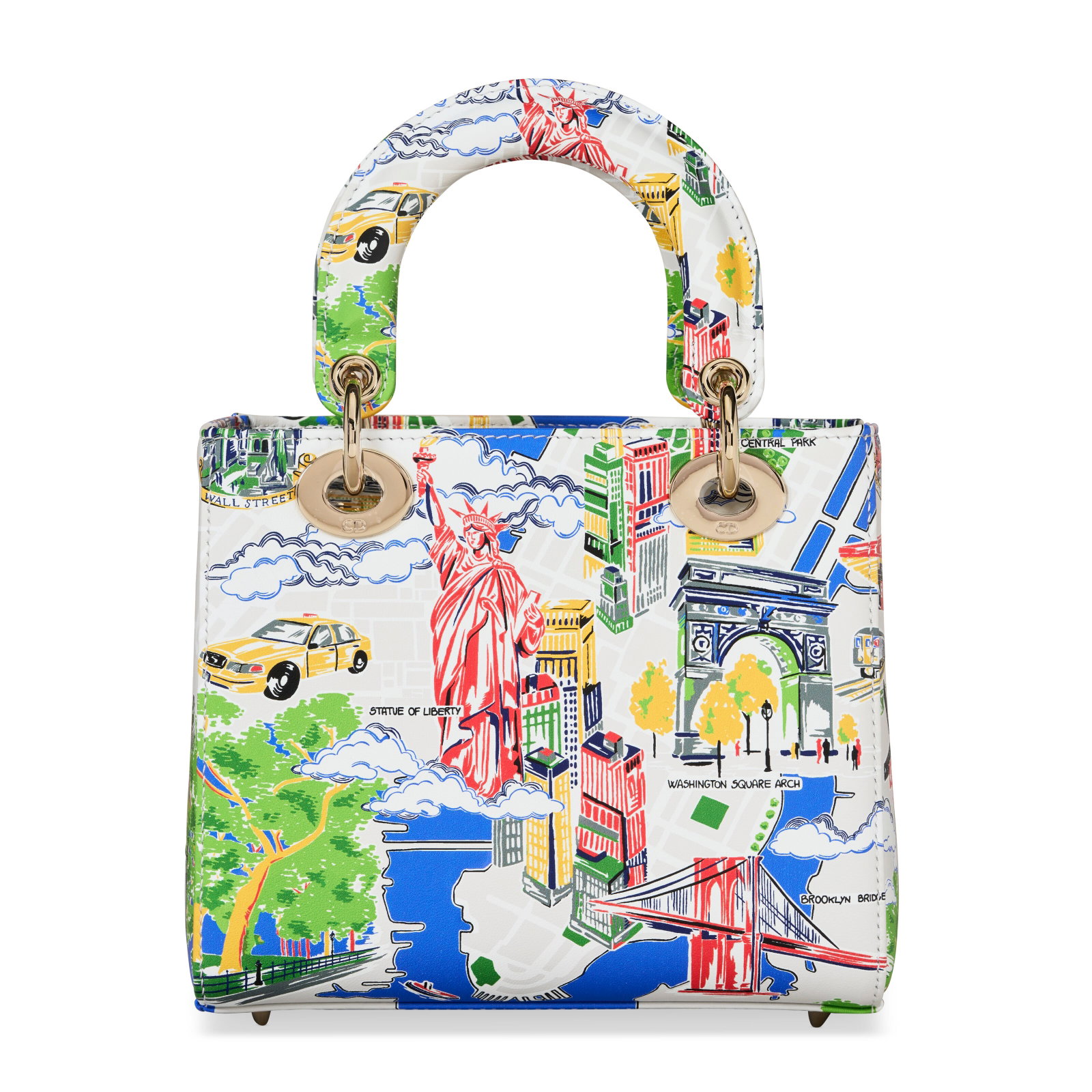 A LIMITED EDITION MULTICOLOR NEW YORK CITY PRINT SMALL LADY DIOR WITH GOLD HARDWARE DIOR, 2025: Details GRADE: 1.5 20 w x 17 h x 9 d cm Include shoulder strap, dust bag, and care card.