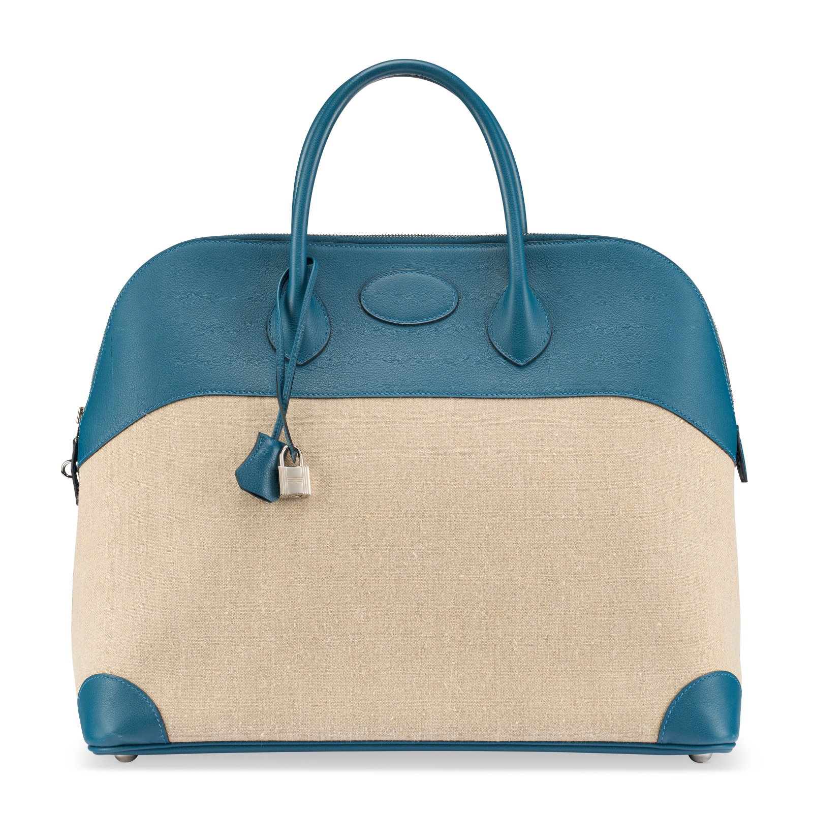 A COLVERT EVERCOLOR LEATHER & TOILE DE CAMP BOLIDE 45 WITH PALLADIUM HARDWARE HERMÈS, 2017: Details GRADE: 2 45 w x 37 h x 23 d cm Includes lock, keys, clochette, small dust bag, and dust bag.