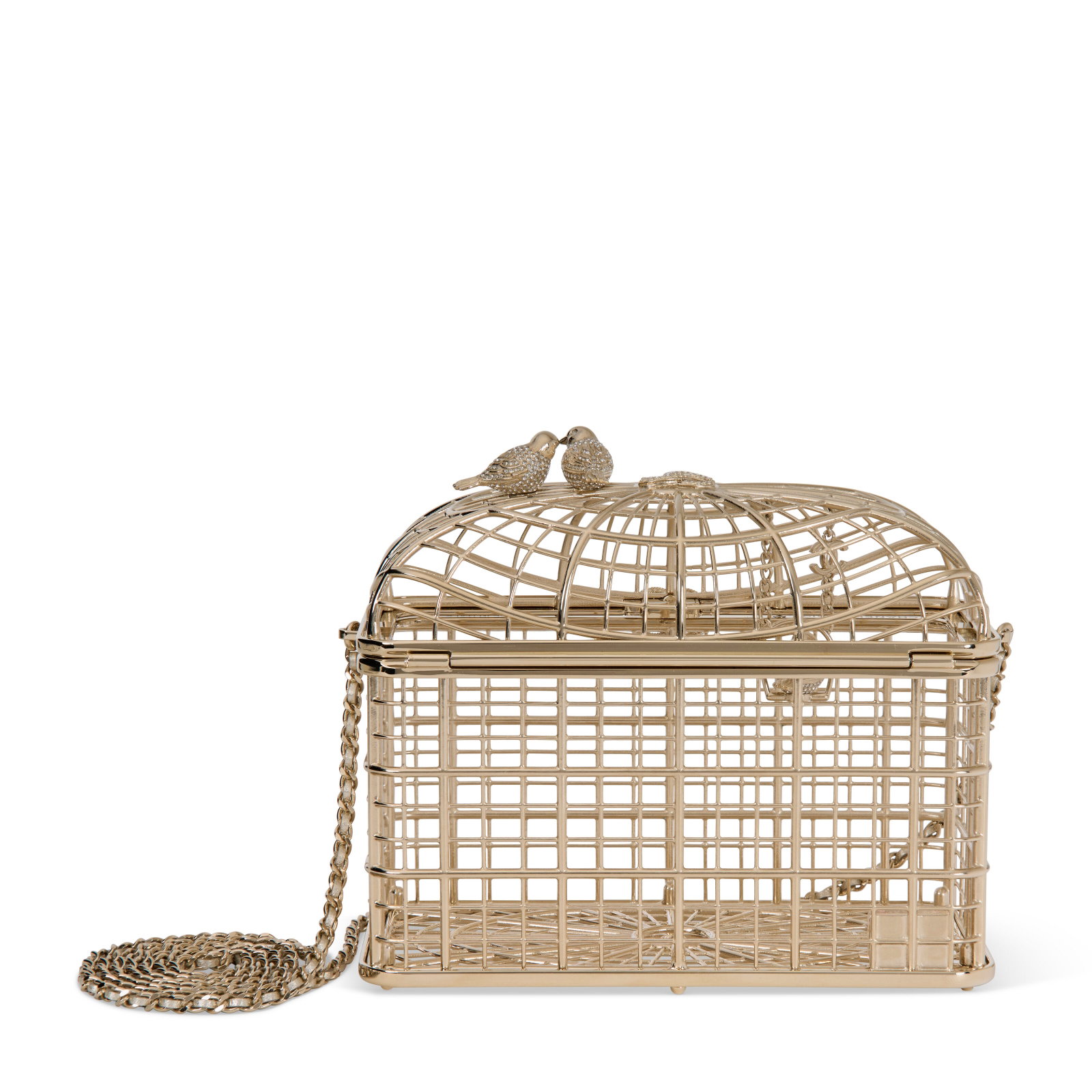 A GOLD METAL & STRASS CRYSTAL BIRDCAGE EVENING BAG CHANEL, 2025 (1 of 1)