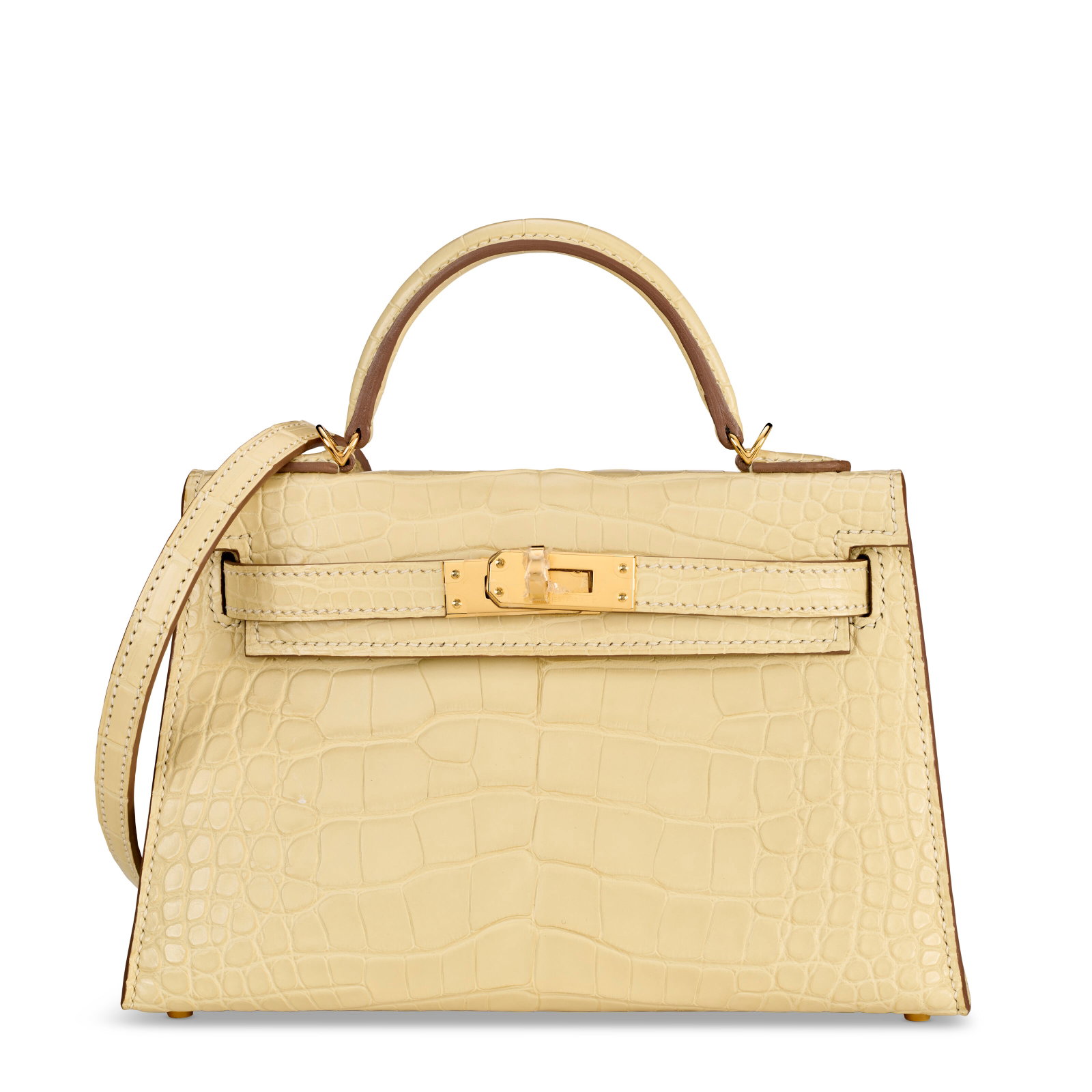 A MATTE VANILLE ALLIGATOR MINI KELLY 20 II WITH GOLD HARDWARE HERMÈS, 2024 (1 of 3)