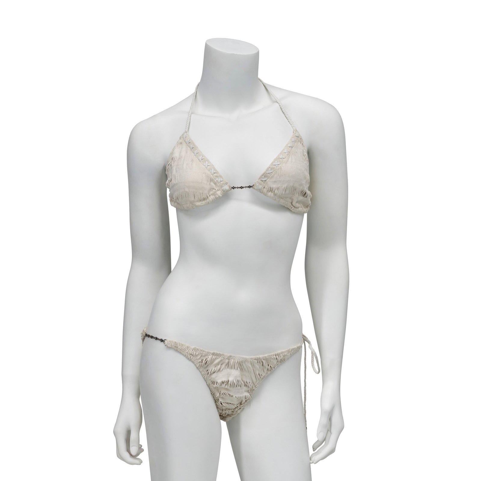A RARE CRÈME LASER CUT SUEDE BIKINI WITH DIAMOND & STERLING SILVER HARDWARE CHROME HEARTS, (1 of 1)