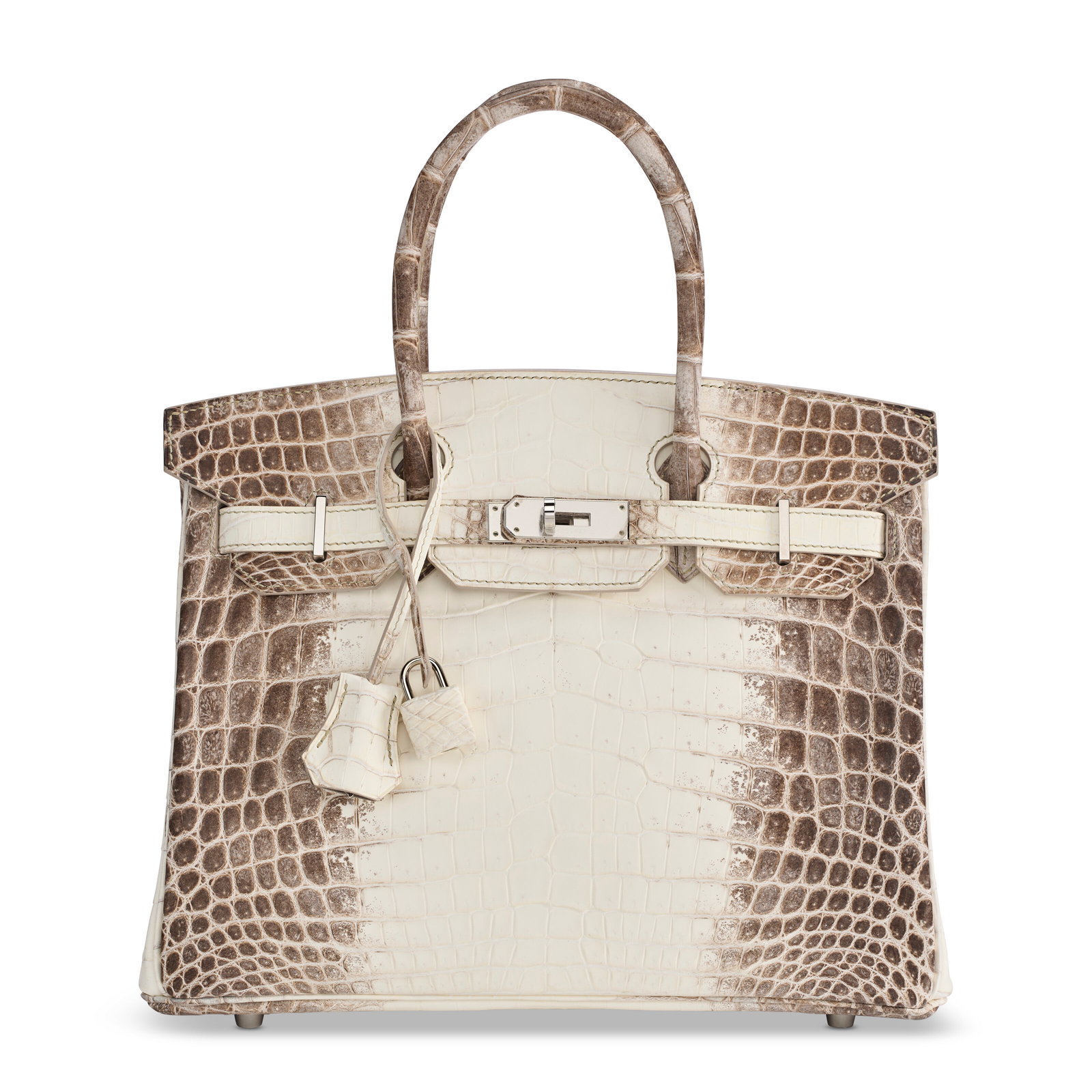 A RARE, MATTE WHITE HIMALAYA NILOTICUS CROCODILE BIRKIN 30 WITH PALLADIUM HARDWARE HERMÈS, 2016 (1 of 4)