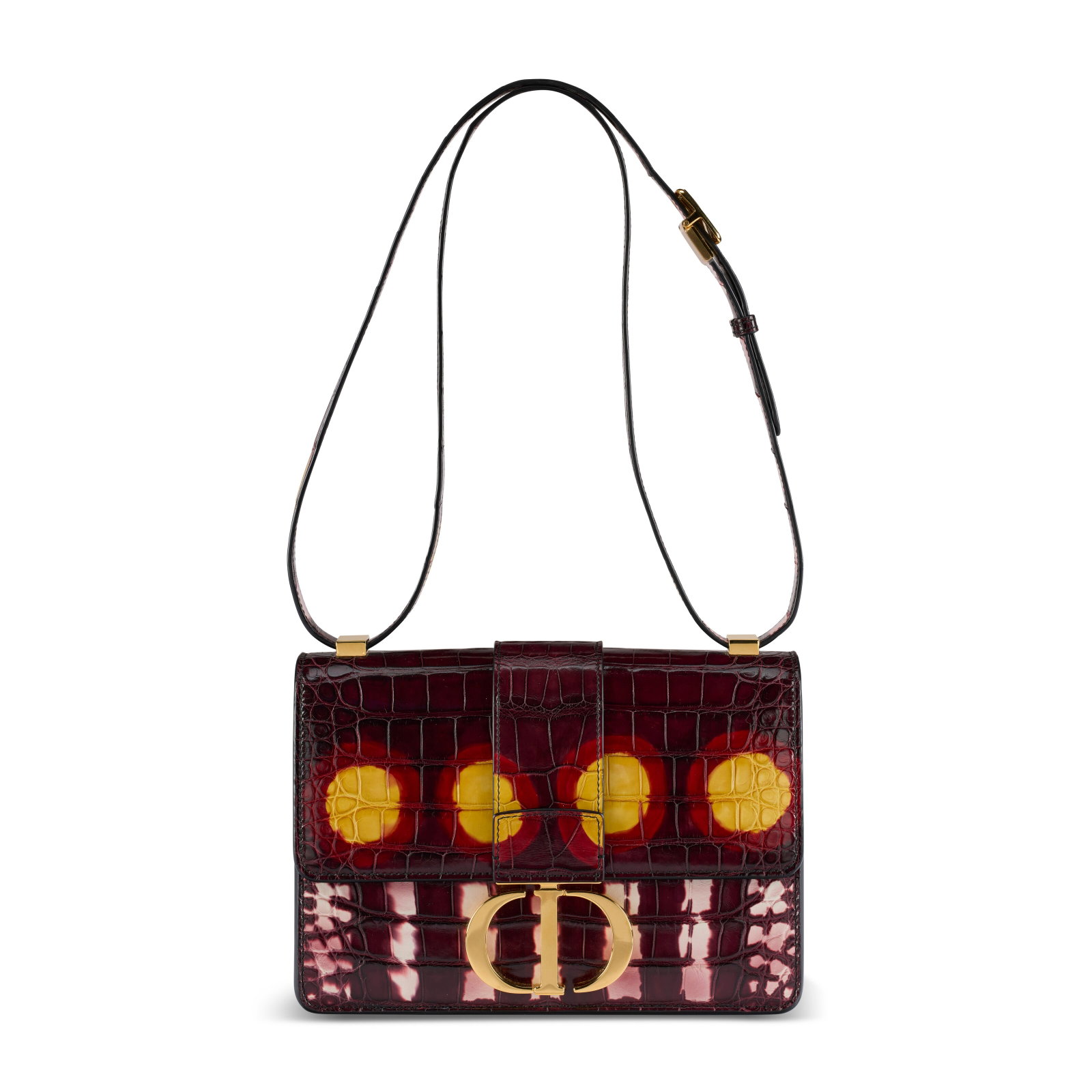 A MATTE BORDEAUX & MULTICOLOR ALLIGATOR 30 MONTAIGNE BAG WITH GOLD HARDWARE DIOR, 2020: Details GRADE: 2 Includes Christie's dust bag. FURTHER DETAILS ~CITES Notice Alligator Mississippiensis, Annexe CITES II-B This lot must either be shipped to its final destination within the United St