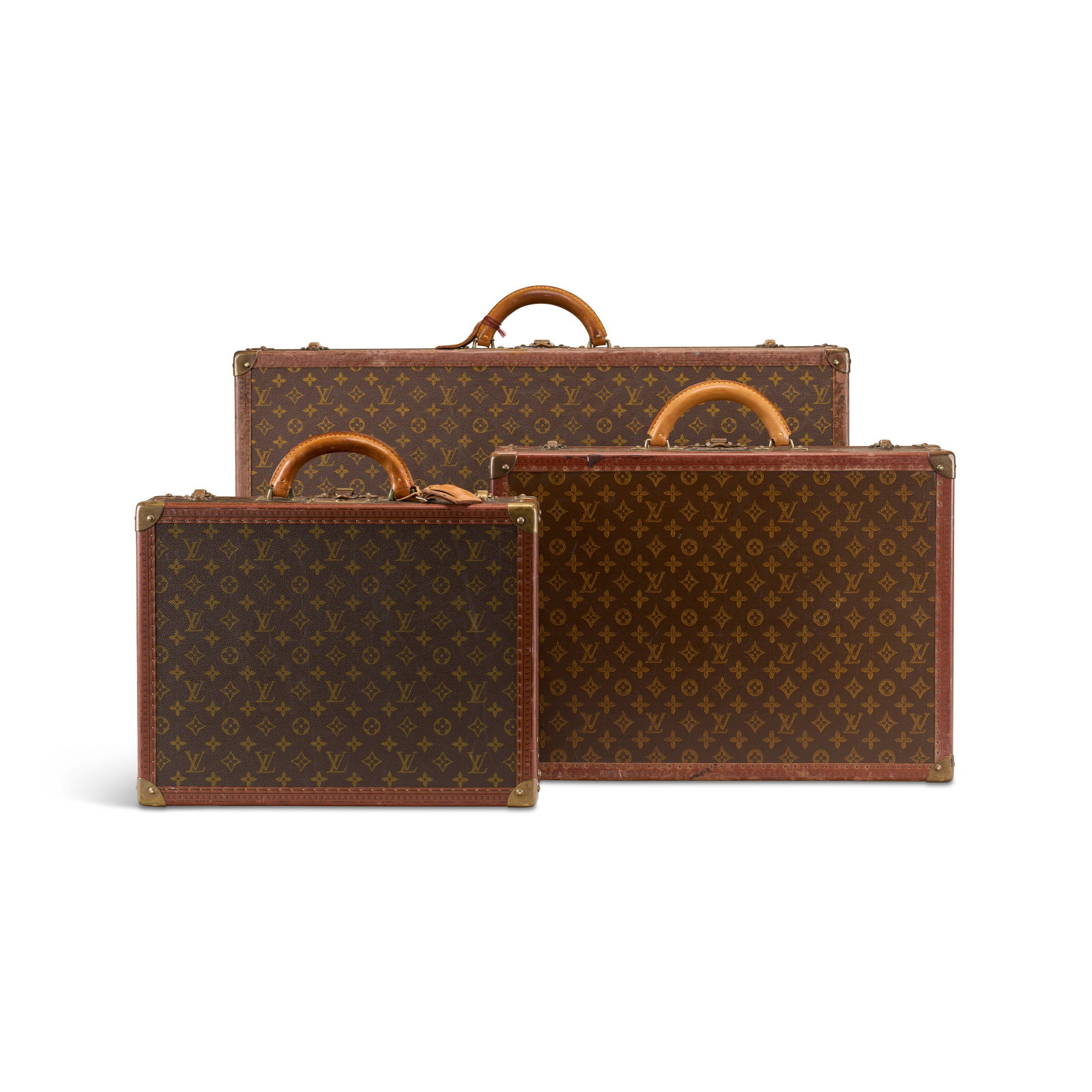 A SET OF THREE: CLASSIC MONOGRAM BISTEN 45, BISTEN 55 & ALZER 80 SUITCASES WITH BRASS HARDWARE LOUIS (1 of 1)