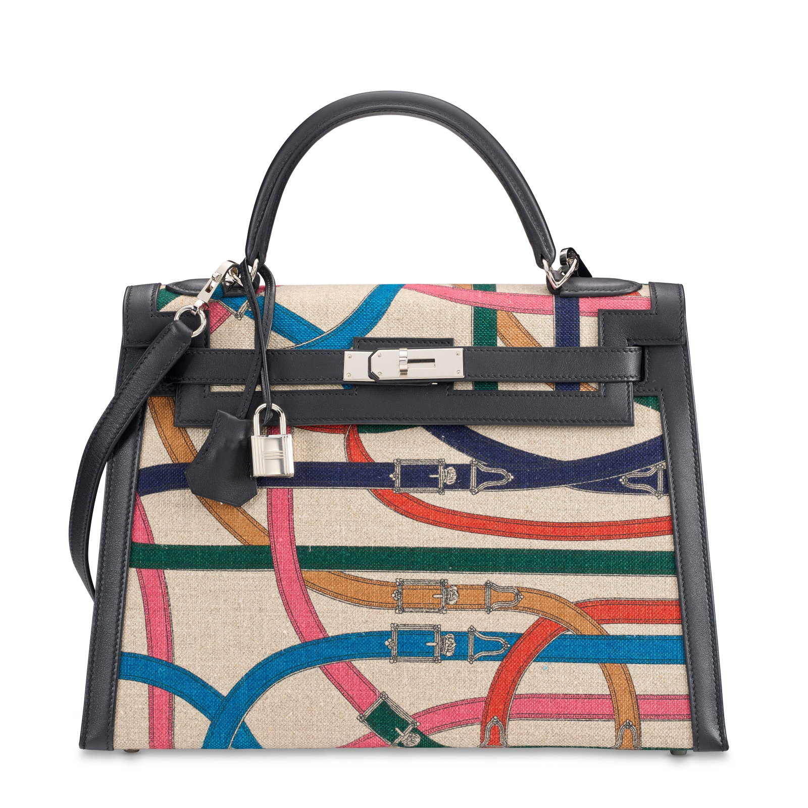A LIMITED EDITION TOILE DE CAMP CAVALCADOUR & BLACK SWIFT LEATHER SELLIER KELLY 32 WITH PALLADIUM (1 of 4)