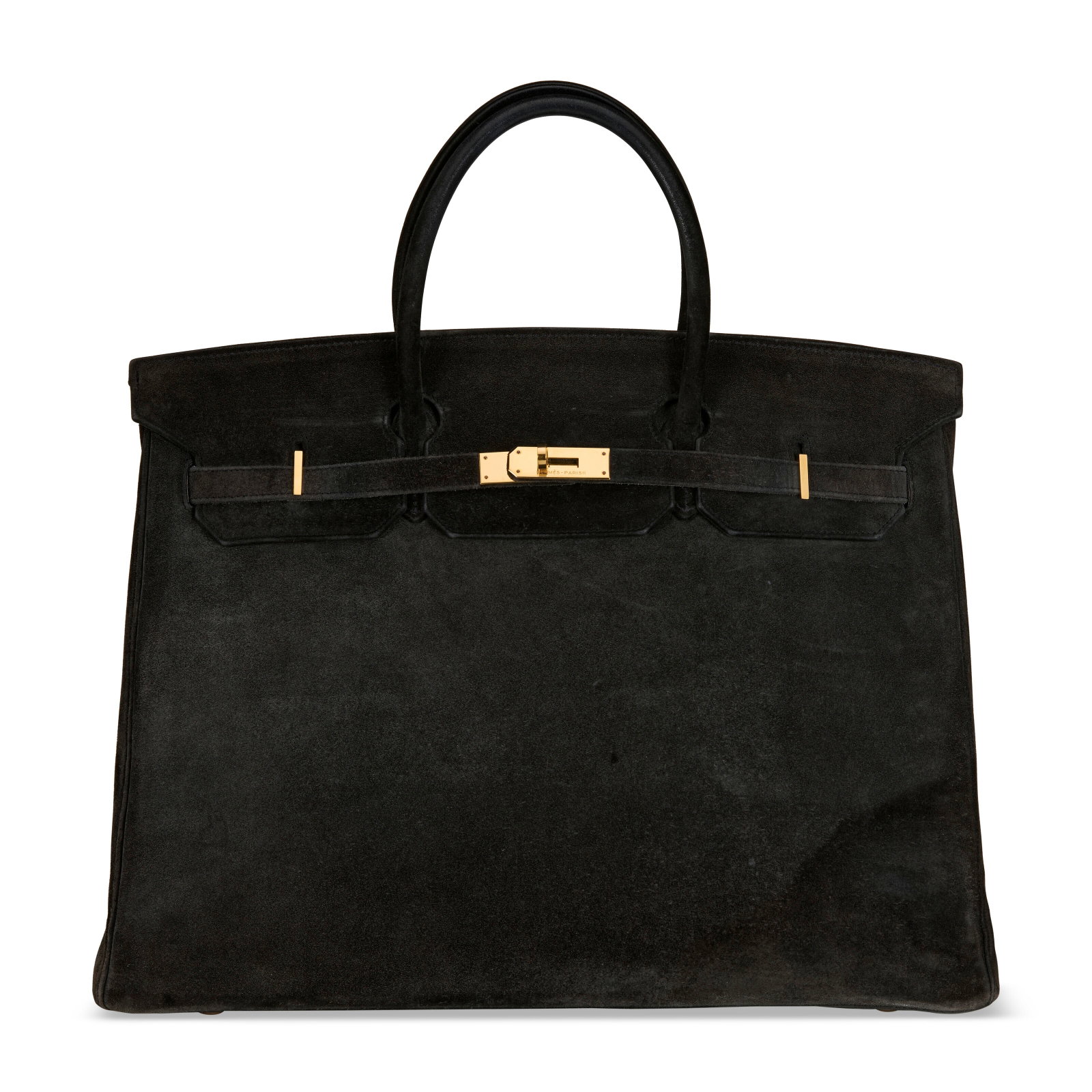A RARE & EARLY, BLACK VEAU DOBLIS SUEDE BIRKIN 40 WITH GOLD HARDWARE HERMÈS, CIRCA LATE 1980S (1 of 1)