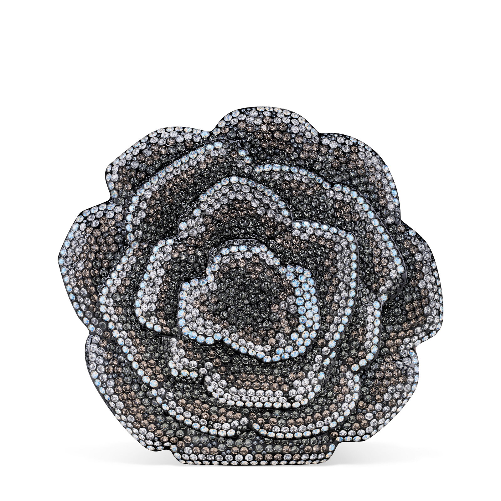 A METIER D'ART BLACK LUCITE AND SILVER STRASS CRYSTAL CAMELLIA EVENING BAG BY KARL LAGERFELD CHANEL, (1 of 4)
