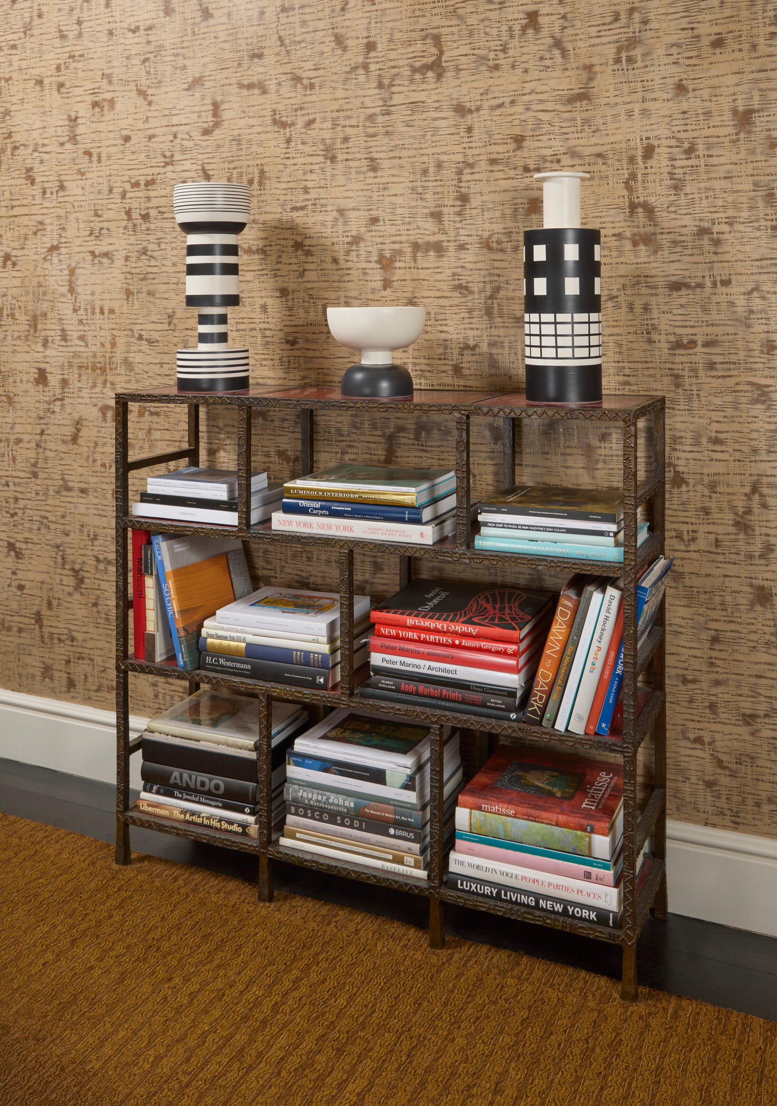 INGRID DONAT (B. 1957) 'Scarifications' Bookcase, 2000: Details INGRID DONAT (B. 1957) 'Scarifications' Bookcase, 2000 patinated bronze, parchment 41 ½ x 45 ¼ x 11 ¾ in. (105.3 x 114.9 x 29.9 cm) impressed with artist's monogram, numbered 1&