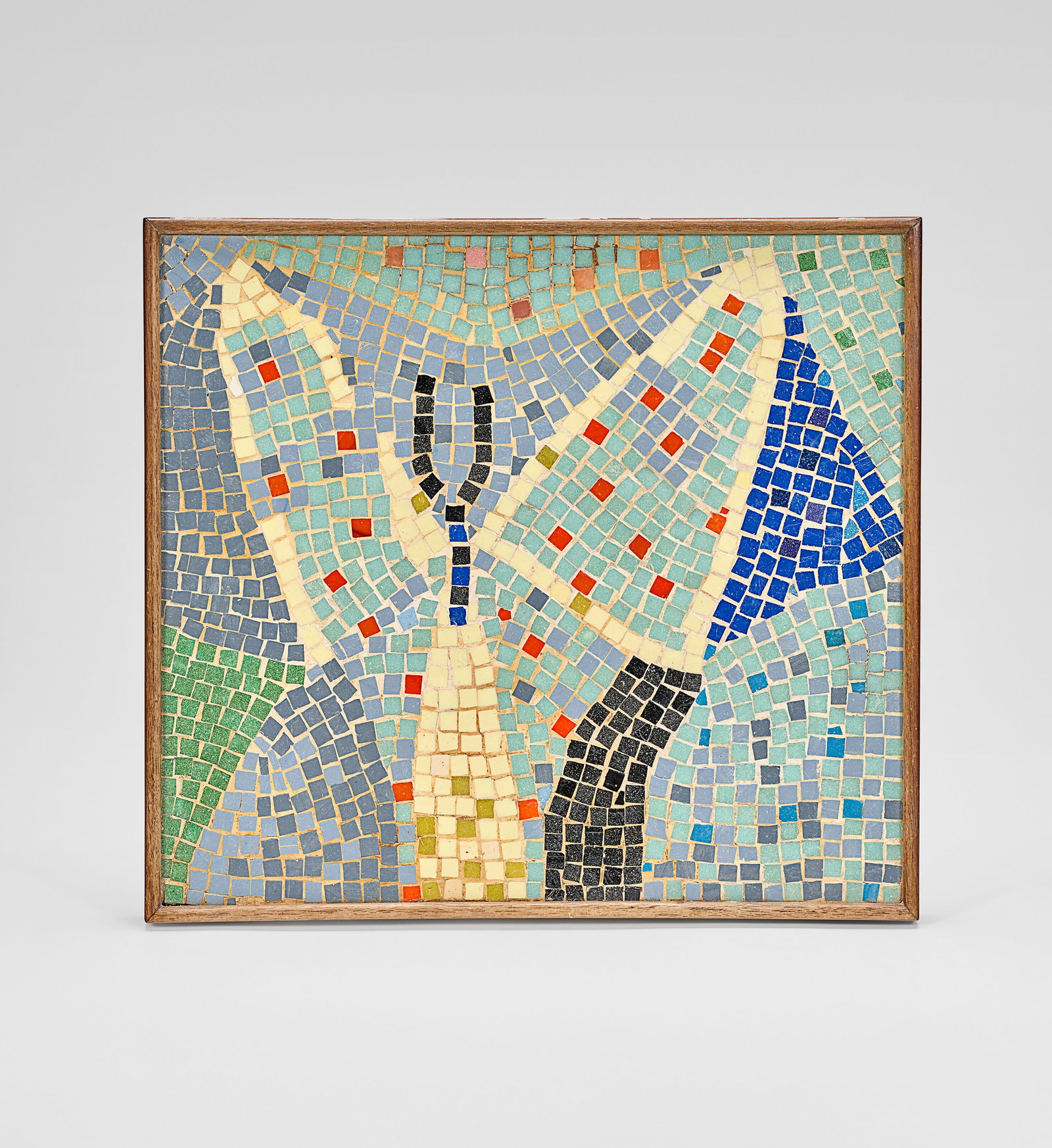 ROY LICHTENSTEIN (1923-1997) Rare Mosaic (Butterfly), circa 1954: Details ROY LICHTENSTEIN (1923-1997) Rare Mosaic (Butterfly), circa 1954 glass, walnut frame 15 1⁄8 x 17 x 1 3⁄8 in. (38.4 x 43.2 x 3.5 cm) (framed) Provenance Dr. and Mrs. Karl Salus, Sha