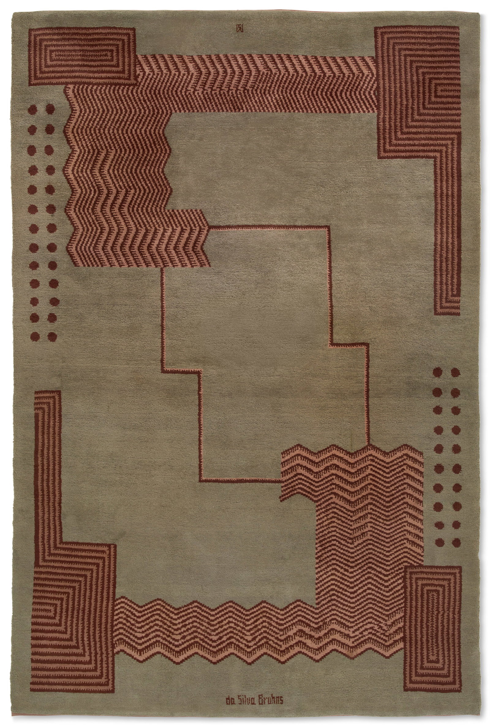 IVAN DA SILVA BRUHNS (1881-1980) Carpet, circa 1925: Details IVAN DA SILVA BRUHNS (1881-1980) Carpet, circa 1925 executed by the Manufacture de Savigny, Savigny-sur-Orge, France hand-knotted wool 12 ft. ½ in. x 8 ft. (368.8 x 243.8 cm) signed da Si