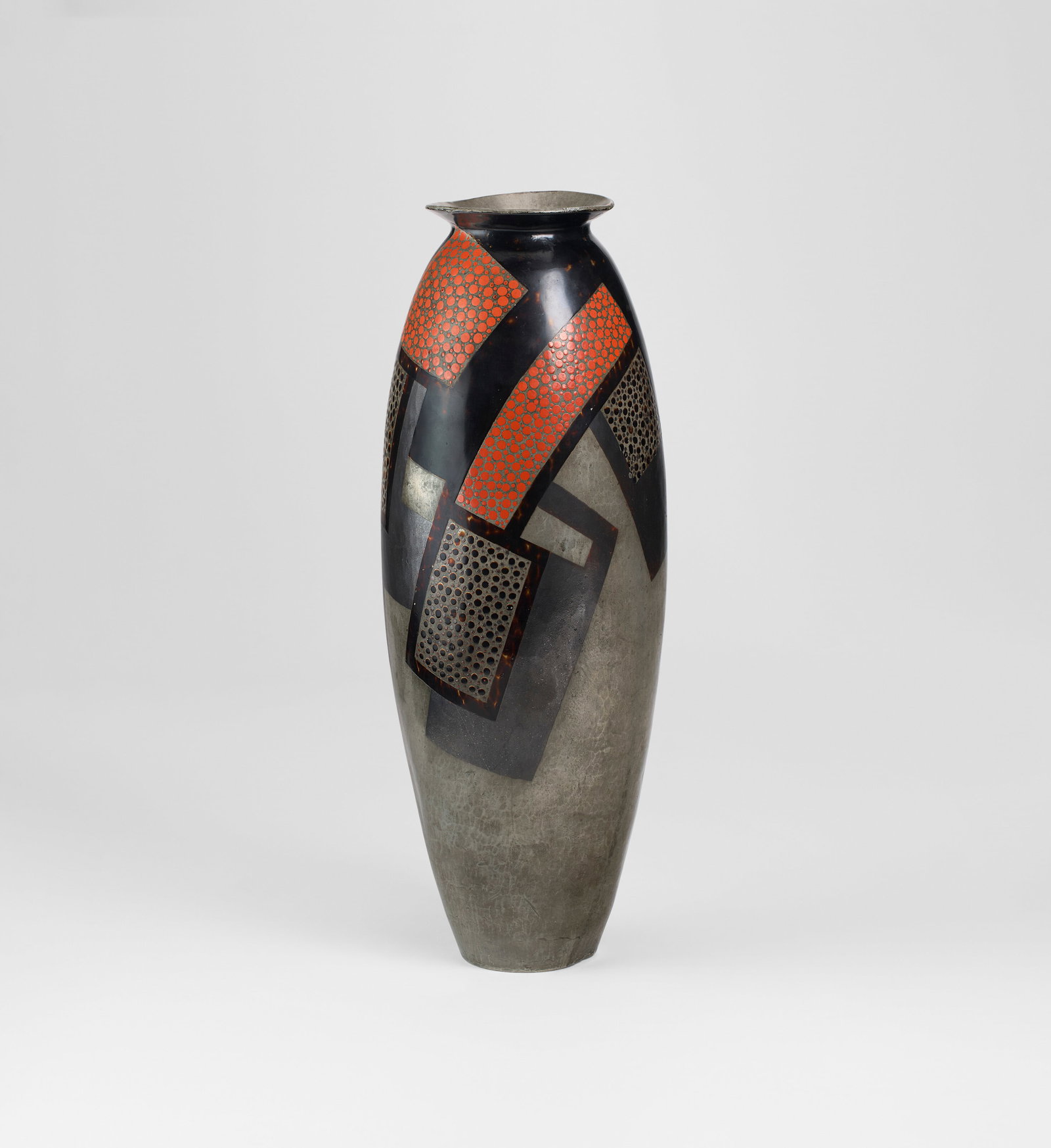 JEAN DUNAND (1877-1942) Vase, circa 1925: Details JEAN DUNAND (1877-1942) Vase, circa 1925 partially lacquered metal 15 in. (38.1 cm) high, 5 ¼ in. (13.5 cm) diameter impressed JEAN DUNAND 4918 Provenance Félix Marcilhac, Paris Priv