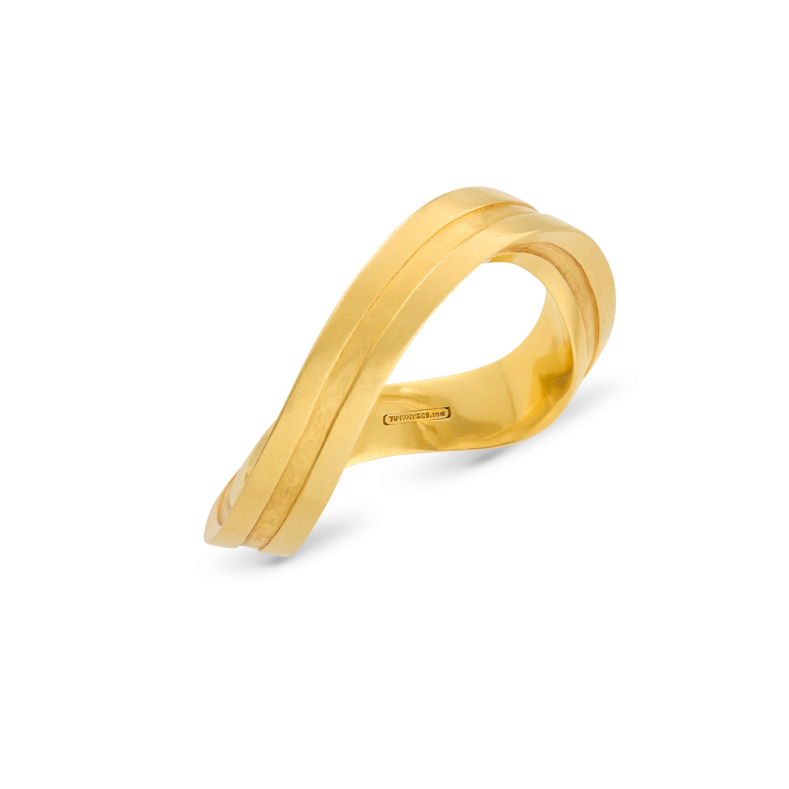 TIFFANY & CO. GOLD BANGLE BRACELET: TIFFANY & CO. GOLD BANGLE BRACELET Details 18k yellow gold, signed Tiffany & Co. Size/Dimensions: inner circumference 19.7 cm (73⁄4 in), inner diameter 5.7 cm (21⁄4 in) Gross Weight:
