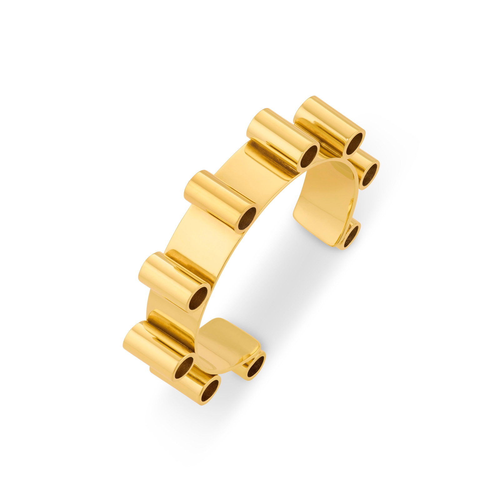 RETRO GOLD CUFF BRACELET: RETRO GOLD CUFF BRACELET Details Yellow gold, circa 1940 Size/Dimensions: continuous inner circumference 17.1 cm (63⁄4 in), inner diameter 5.5 cm (2.1/5 in) Gross Weight: 47.3 grams