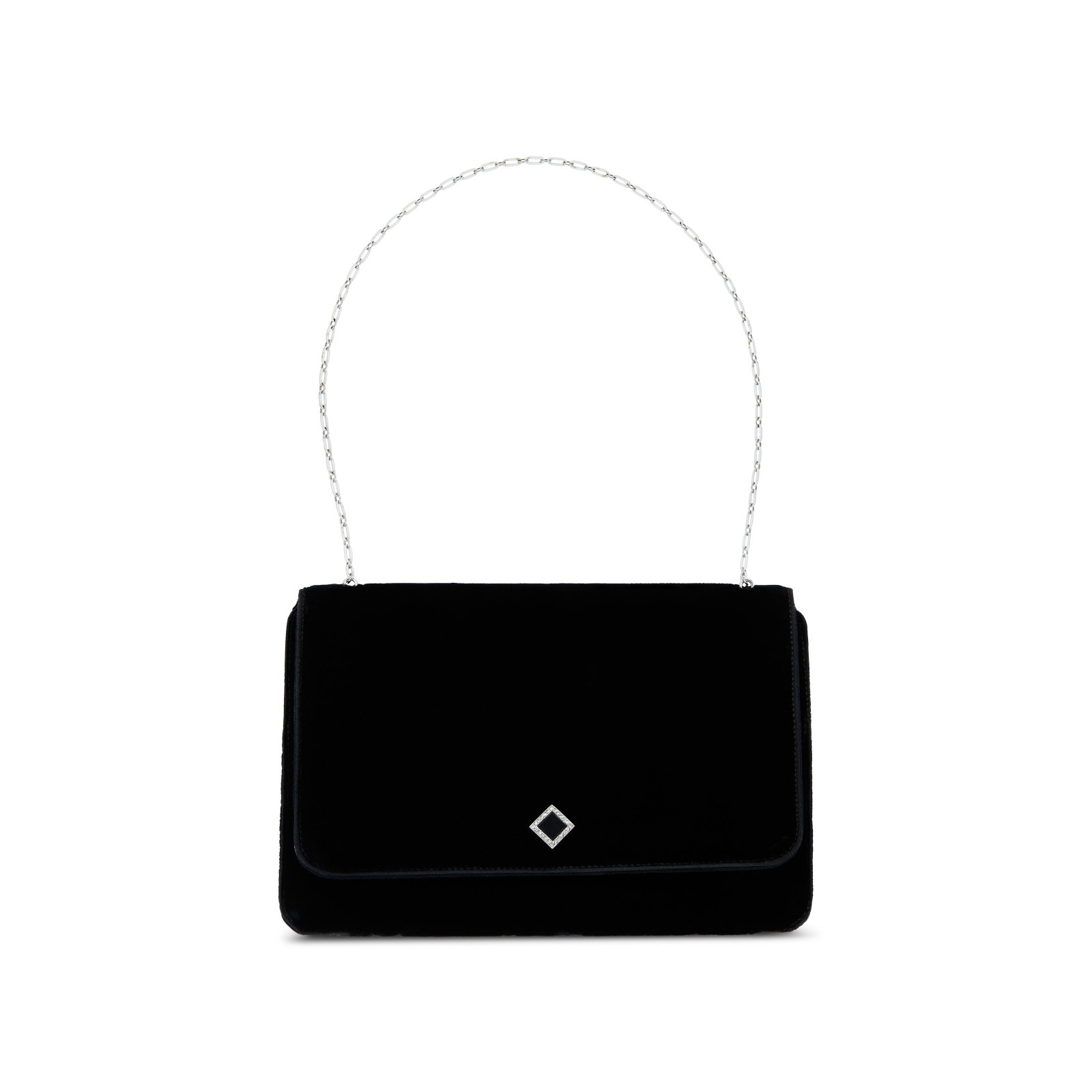 ART DECO DIAMOND, ONYX AND VELVET EVENING BAG (1 of 4)