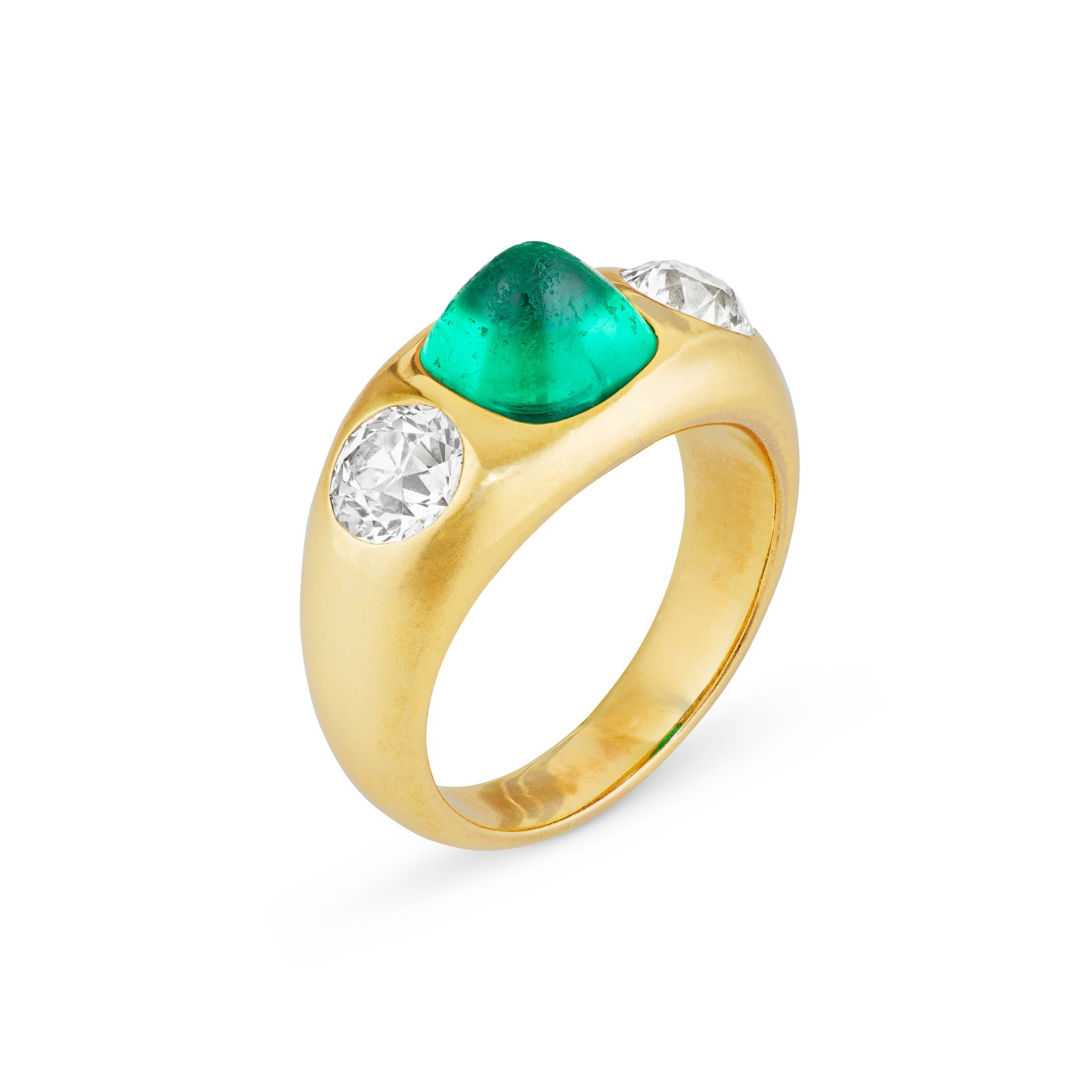 ANTIQUE EMERALD AND DIAMOND GYPSY RING (1 of 4)