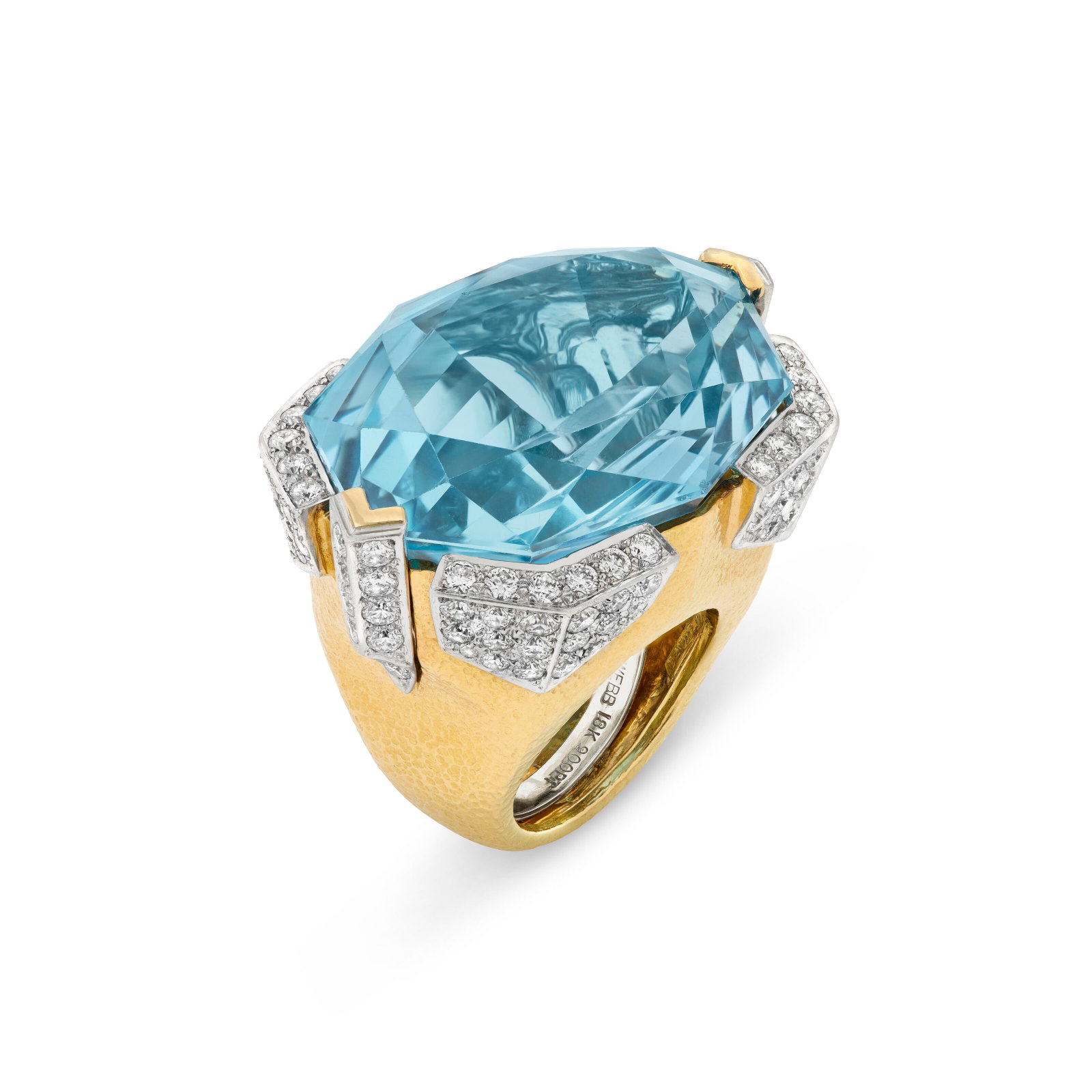 DAVID WEBB AQUAMARINE AND DIAMOND RING (1 of 4)