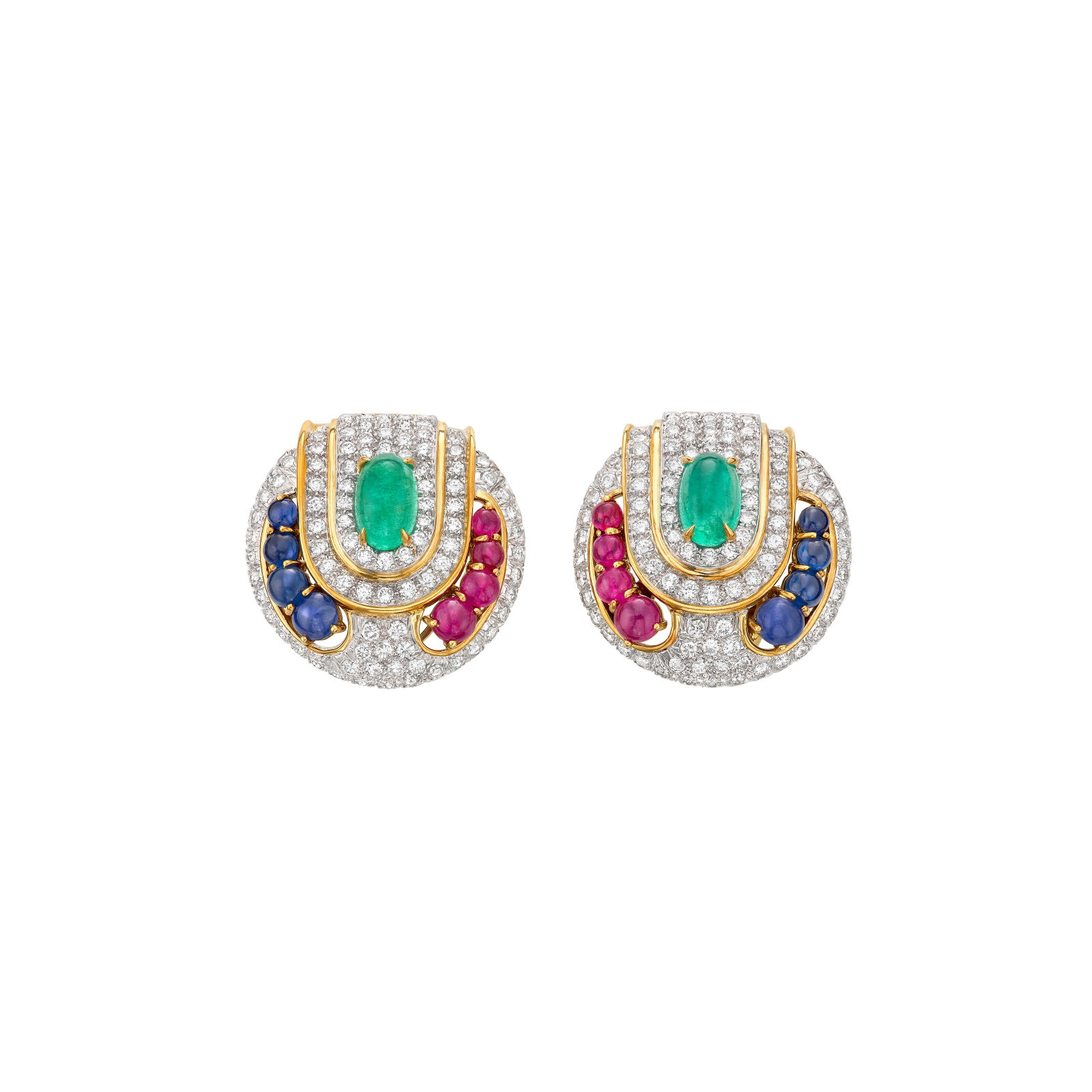 DAVID WEBB MULTI-GEM AND DIAMOND EARRINGS (1 of 3)