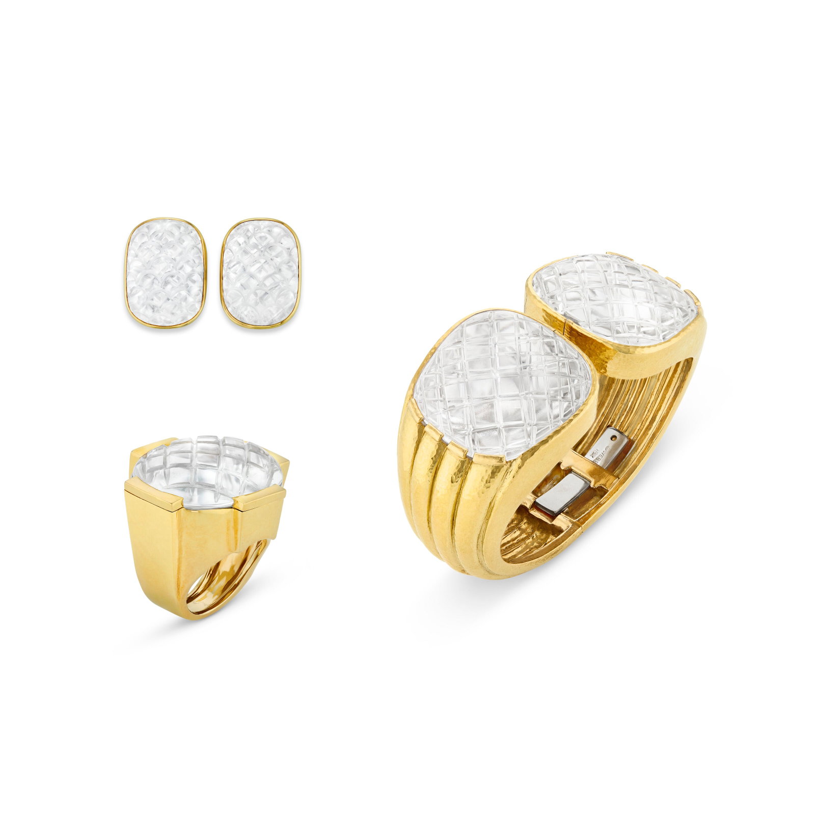 DAVID WEBB SUITE OF ROCK CRYSTAL AND GOLD 'CRYSTAL POOL' JEWELRY (1 of 4)