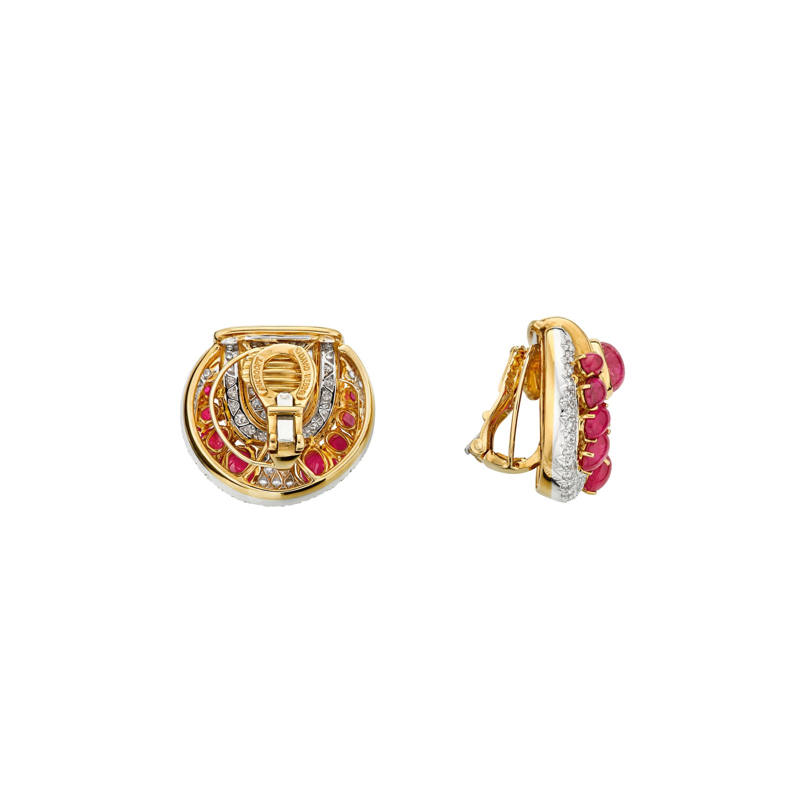 DAVID WEBB RUBY AND DIAMOND EARRINGS - 3