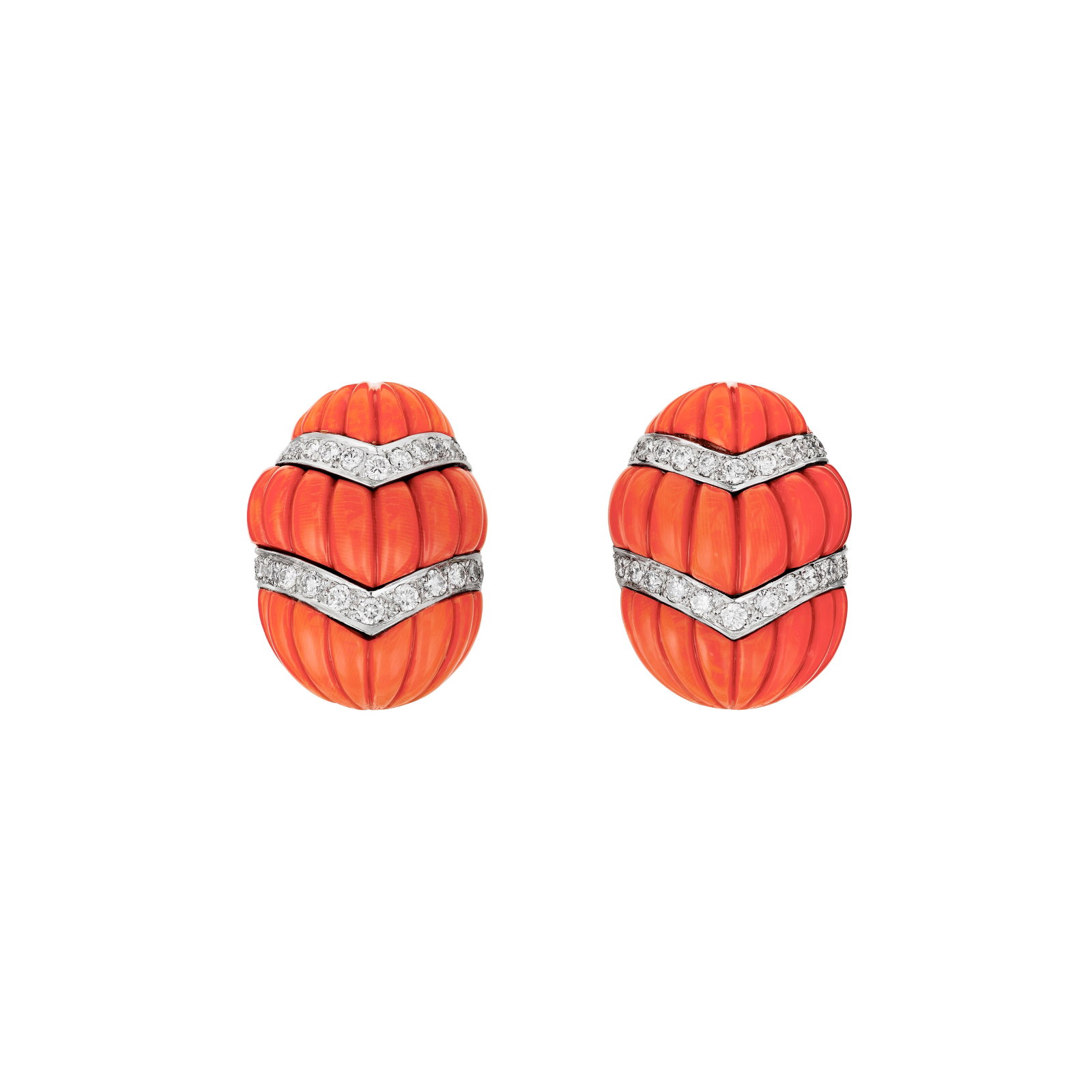 DAVID WEBB CORAL AND DIAMOND EARRINGS (1 of 3)
