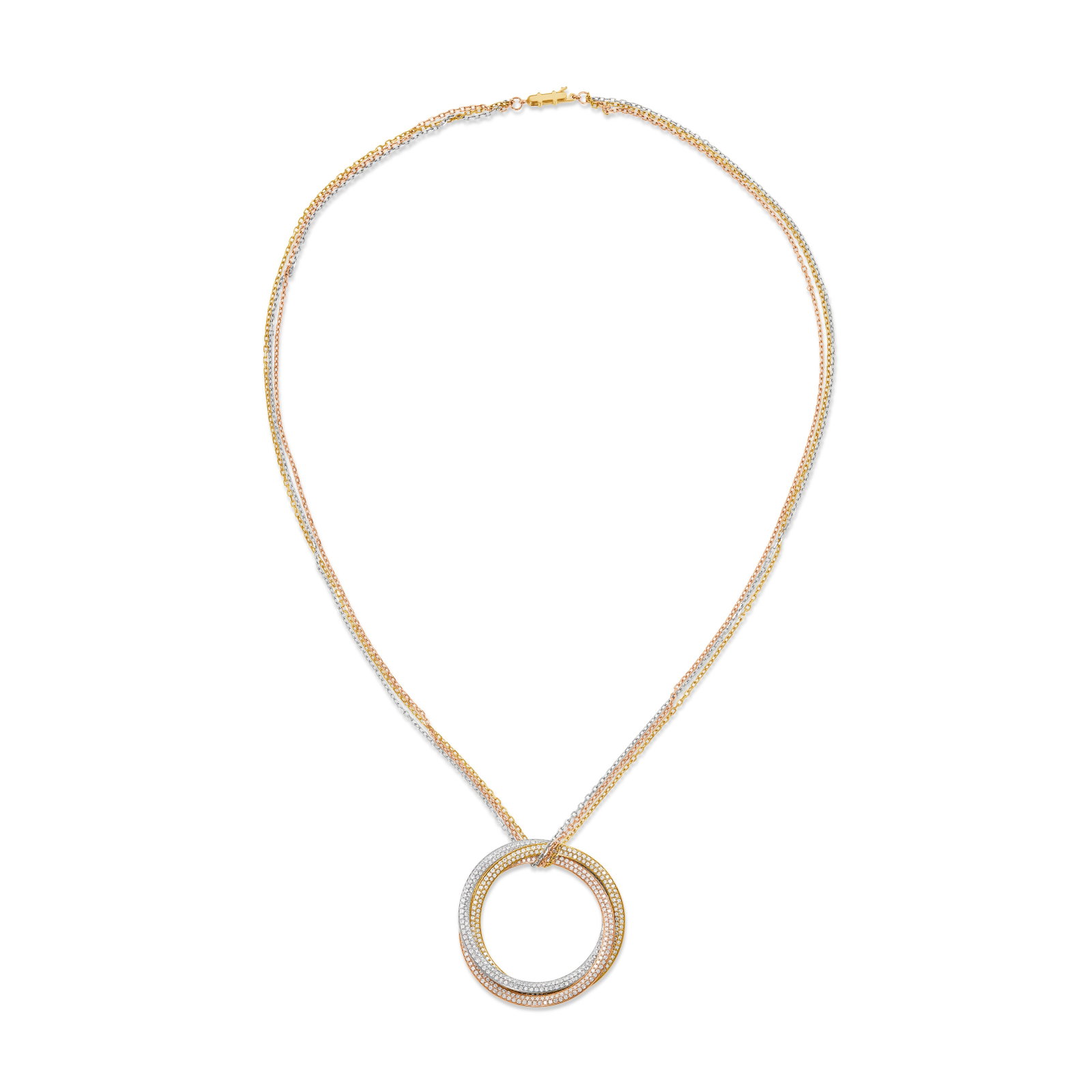 CARTIER DIAMOND AND TRI-COLOR GOLD 'TRINITY' PENDANT-NECKLACE (1 of 3)