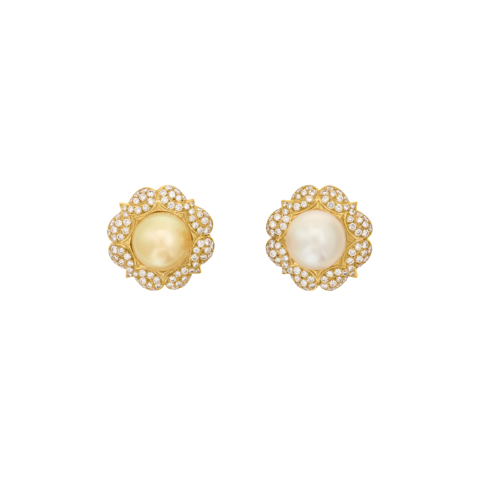 BULGARI CULTURED PEARL AND DIAMOND EARRINGS (1 of 3)