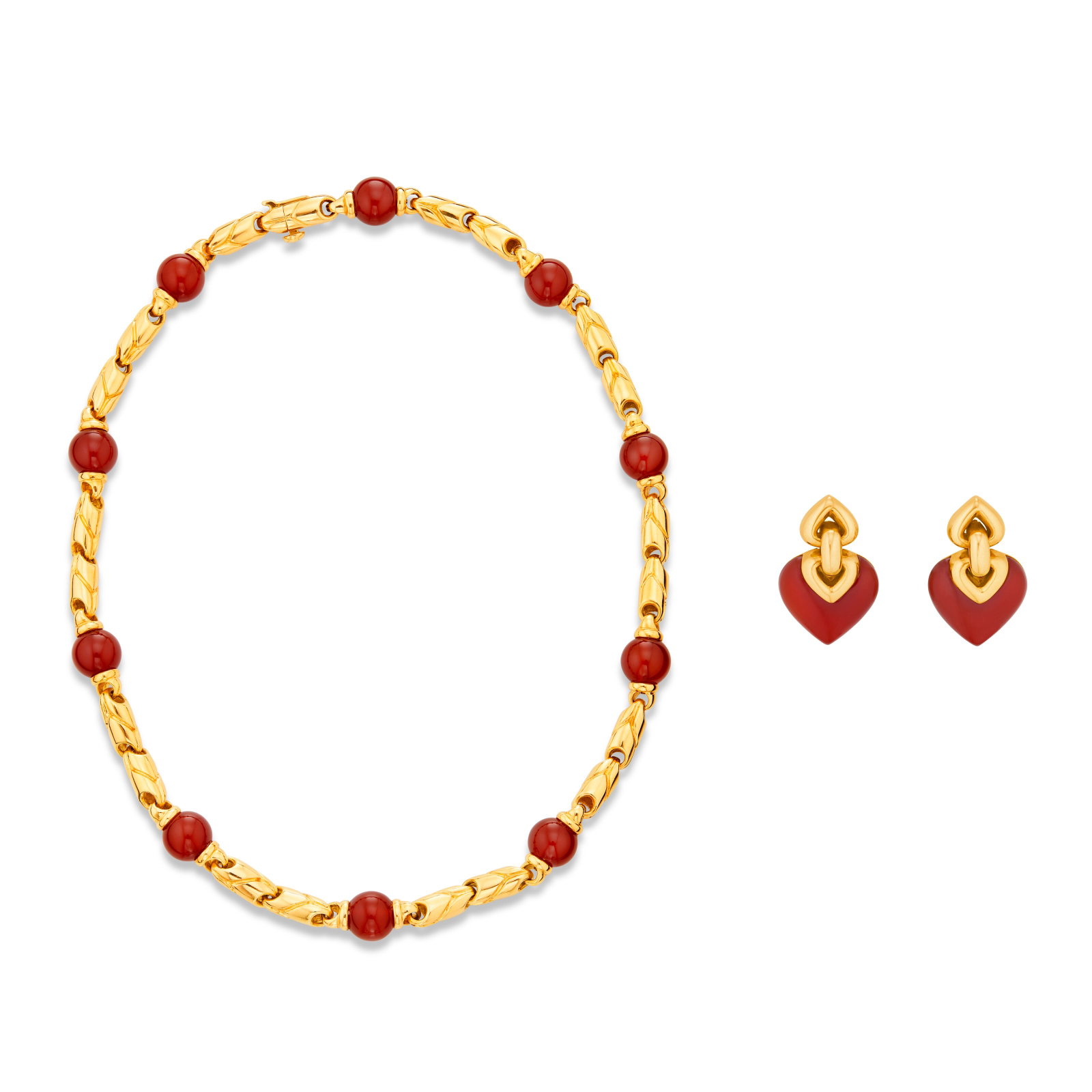 BULGARI GROUP OF CARNELIAN AND GOLD JEWELRY (1 of 6)