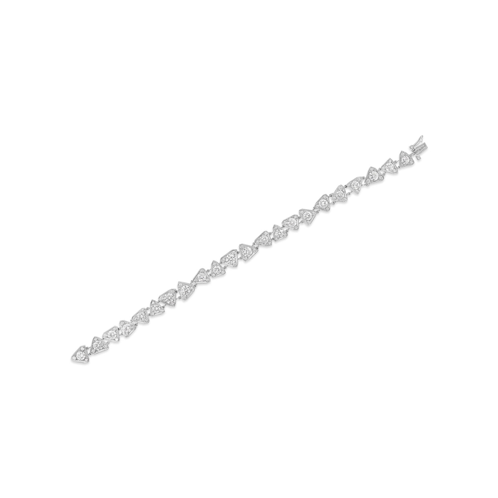 CARTIER DIAMOND 'PUZZLE' BRACELET: Details Round diamonds, 18k white gold (French mark), signed Cartier, numbered Diamonds: 22 largest with approximate total weight of 6.00 - 7.00 carats, remaining approximately 68 round with approxima