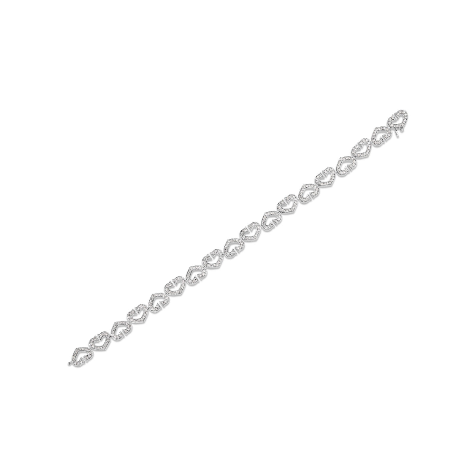 CARTIER SET OF DIAMOND JEWELRY: Details Round diamonds, 18k white gold, each signed Cartier, largest ring with maker's mark (Société Coringer), each numbered Diamonds (bracelet): with approximate total weight 2.60 - 2.80 c