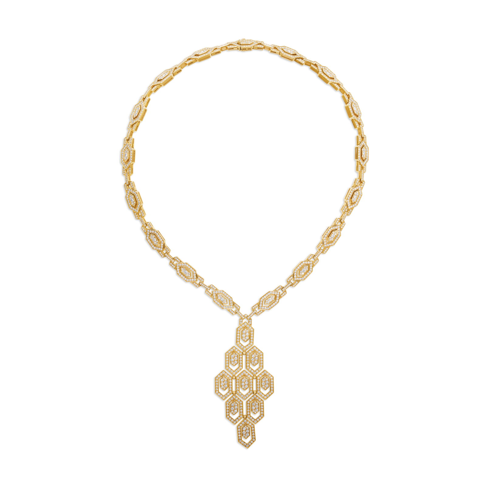 BULGARI DIAMOND 'SERPENTI' PENDANT-NECKLACE: Details Round diamonds, 18k rose gold (Italian marks), Made in Italy, signed Bvlgari, numbered Diamonds: approximately 1,083 round with approximate total weight of 8.50 - 9.50 carats Size/Dimensions: