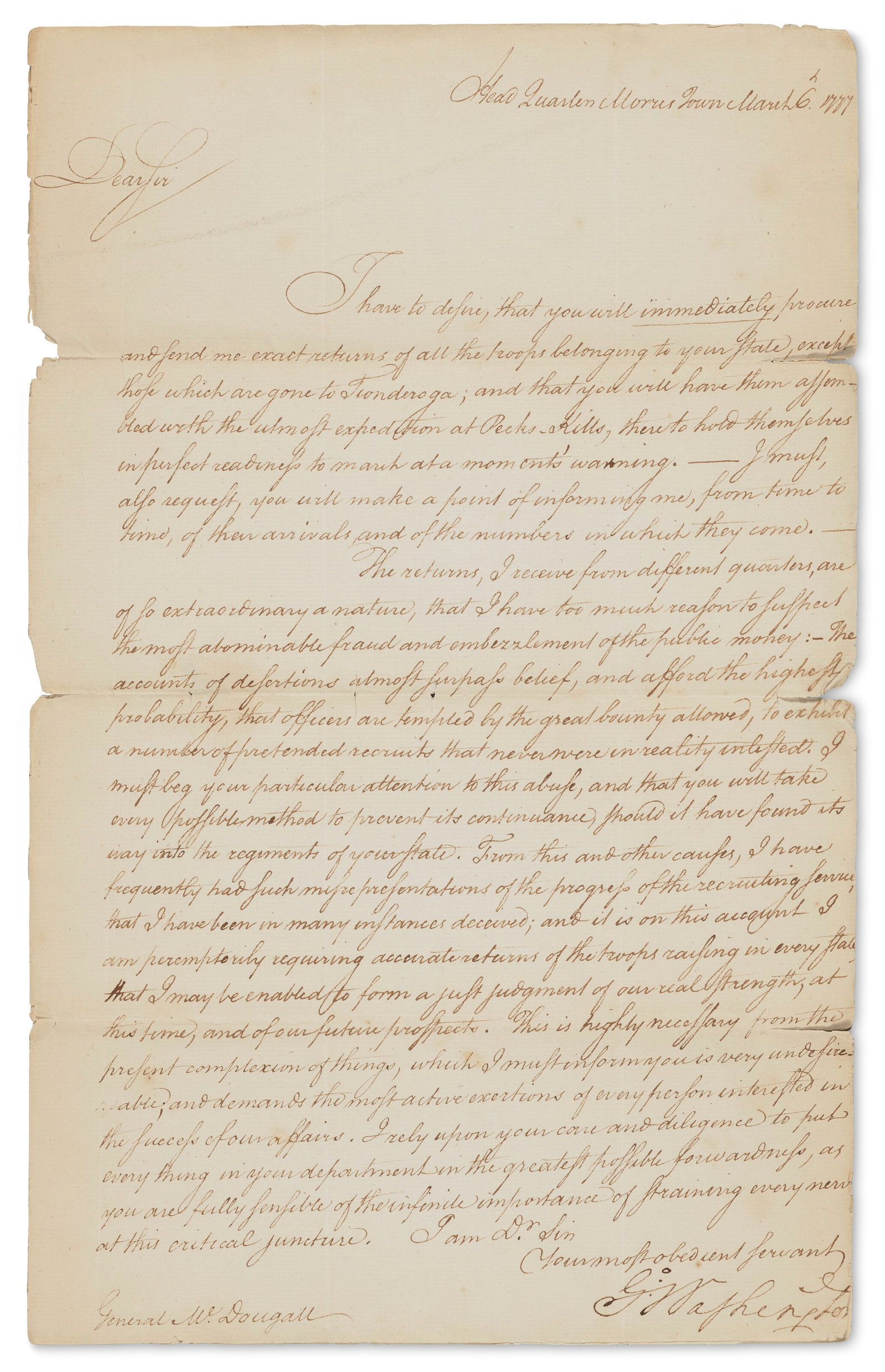 COMPLAINING OF "MOST ABOMINABLE FRAUD" IN RECRUITING FOR THE CONTINENTAL ARMY (1 of 1)