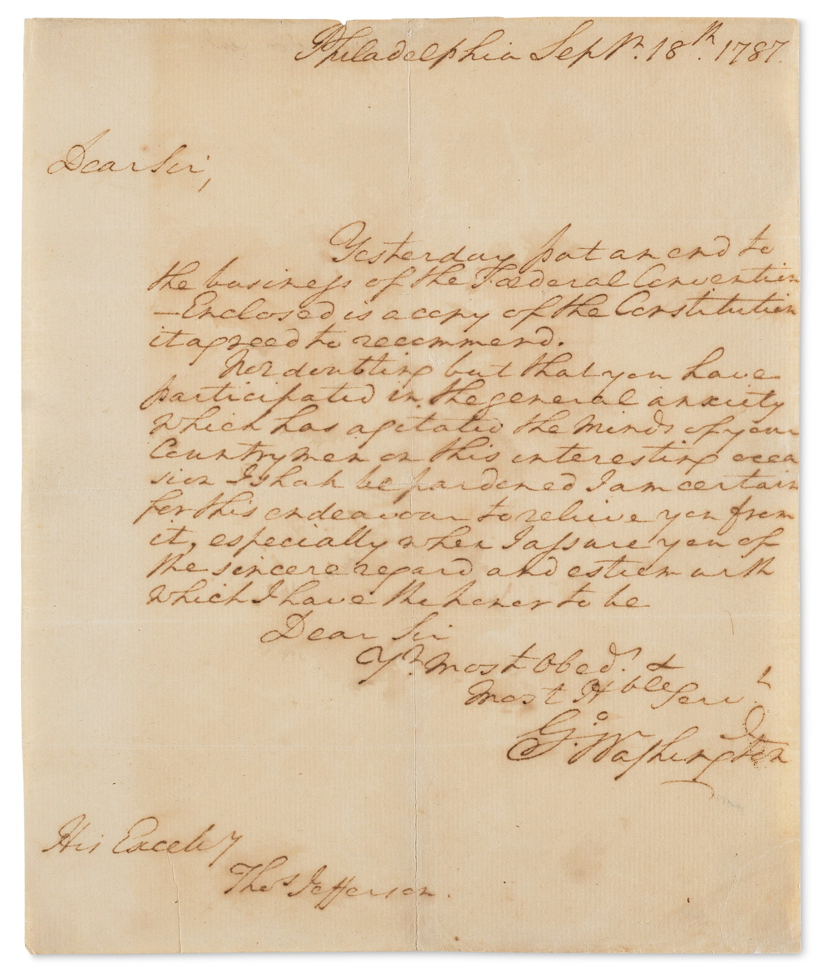 SENDING A COPY OF THE CONSTITUTION TO THOMAS JEFFERSON (1 of 3)