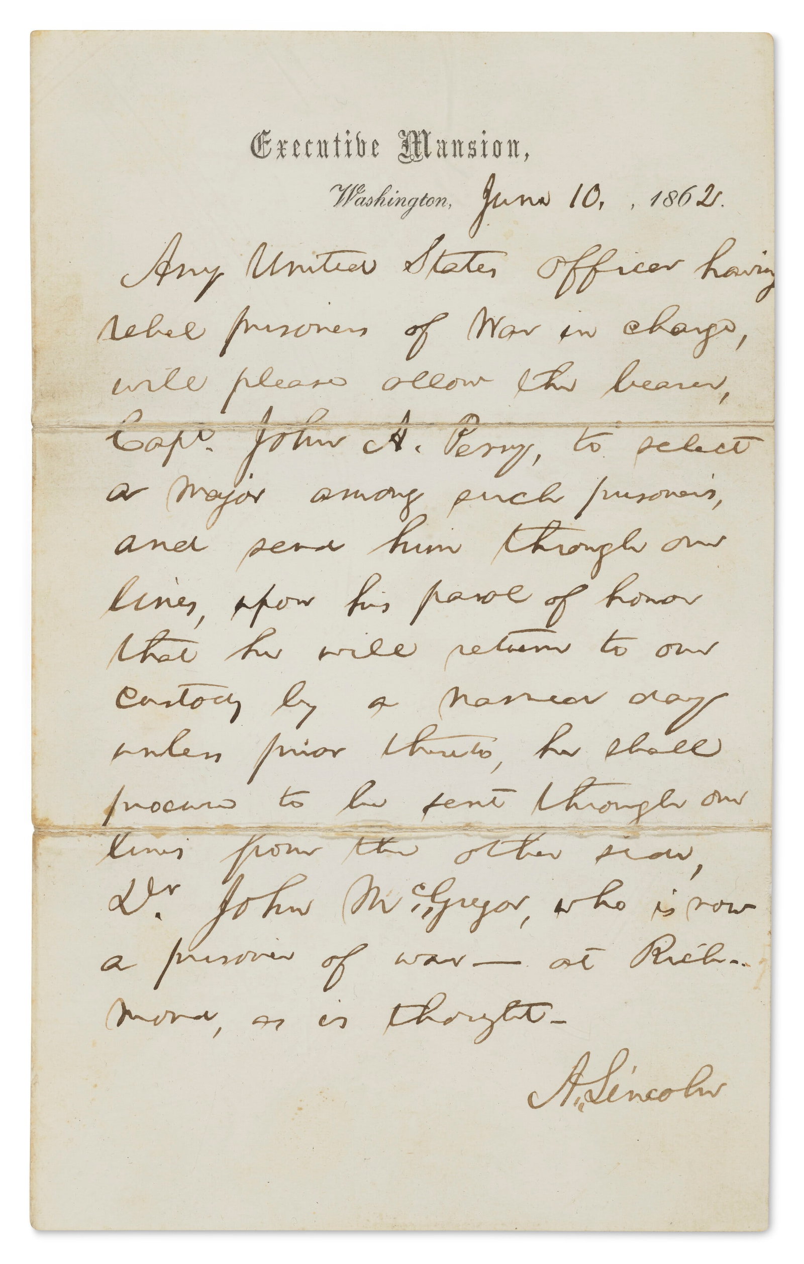 SEEKING A PRISONER EXCHANGE FOR A CAPTURED UNION SURGEON (1 of 2)